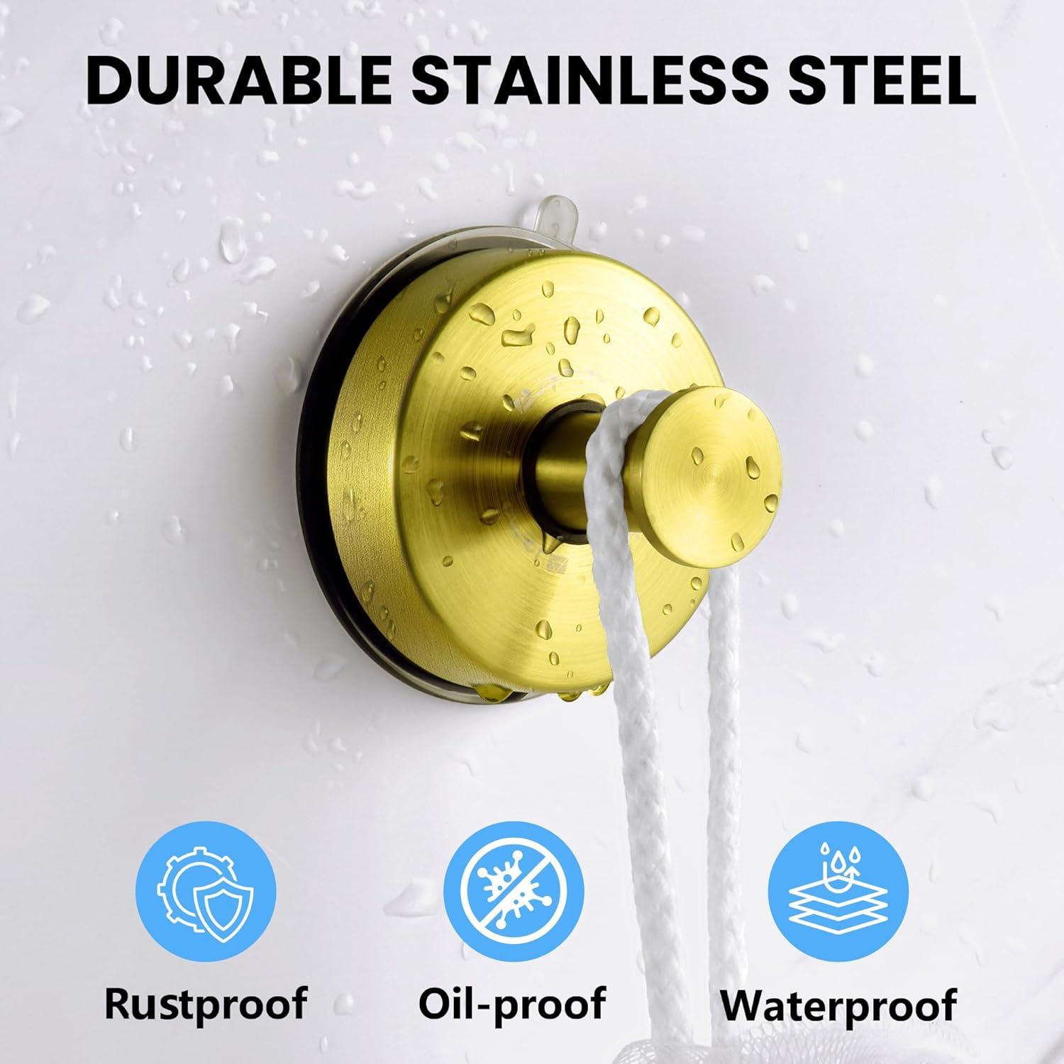 Ganchos de Ducha con Ventosa JOMOLA Acero Inoxidable Oro 2PCS