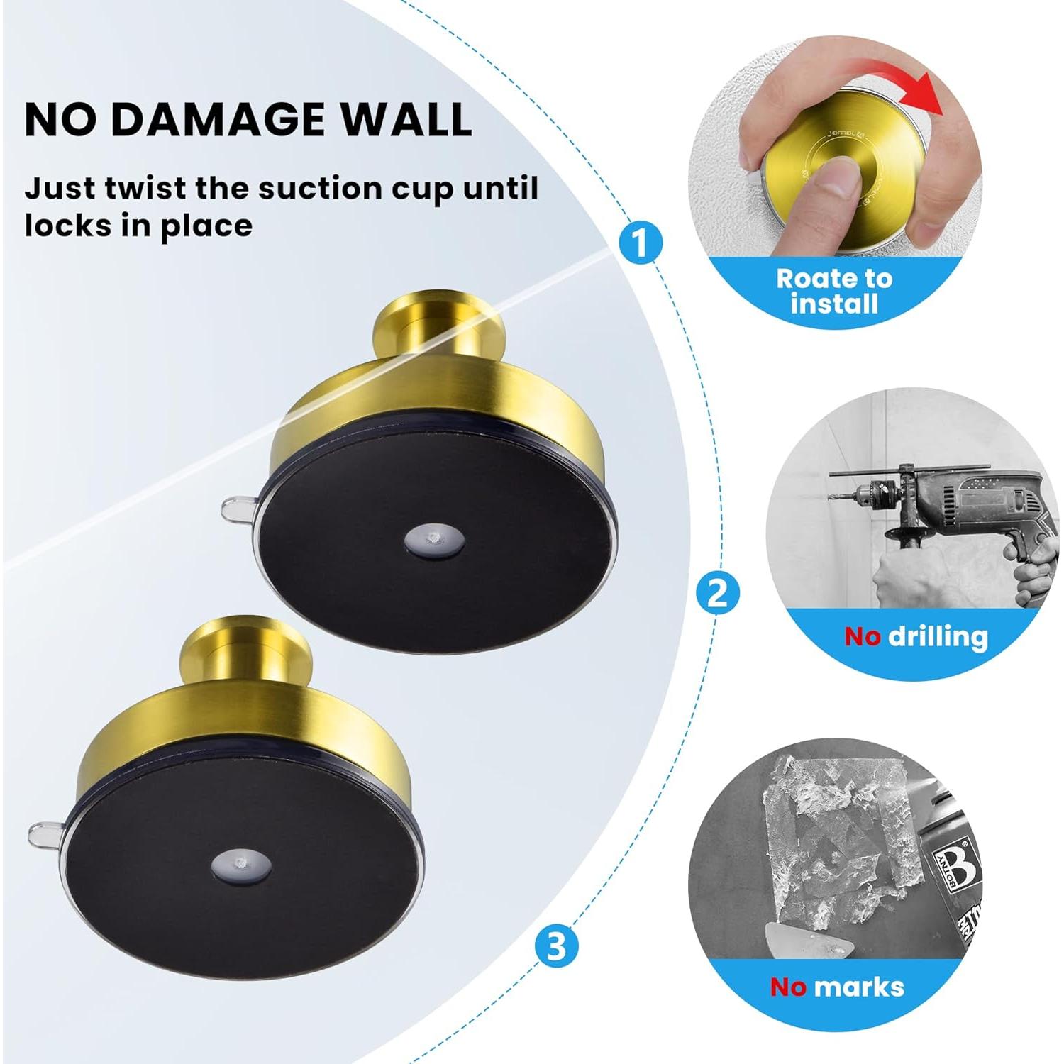 Ganchos de Ducha con Ventosa JOMOLA Acero Inoxidable Oro 2PCS