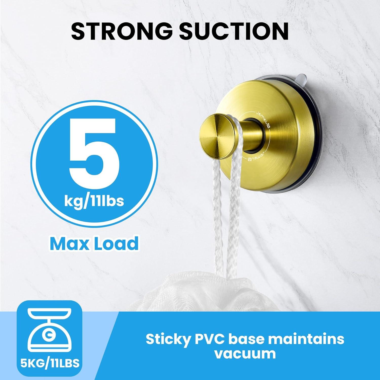 Ganchos de Ducha con Ventosa JOMOLA Acero Inoxidable Oro 2PCS