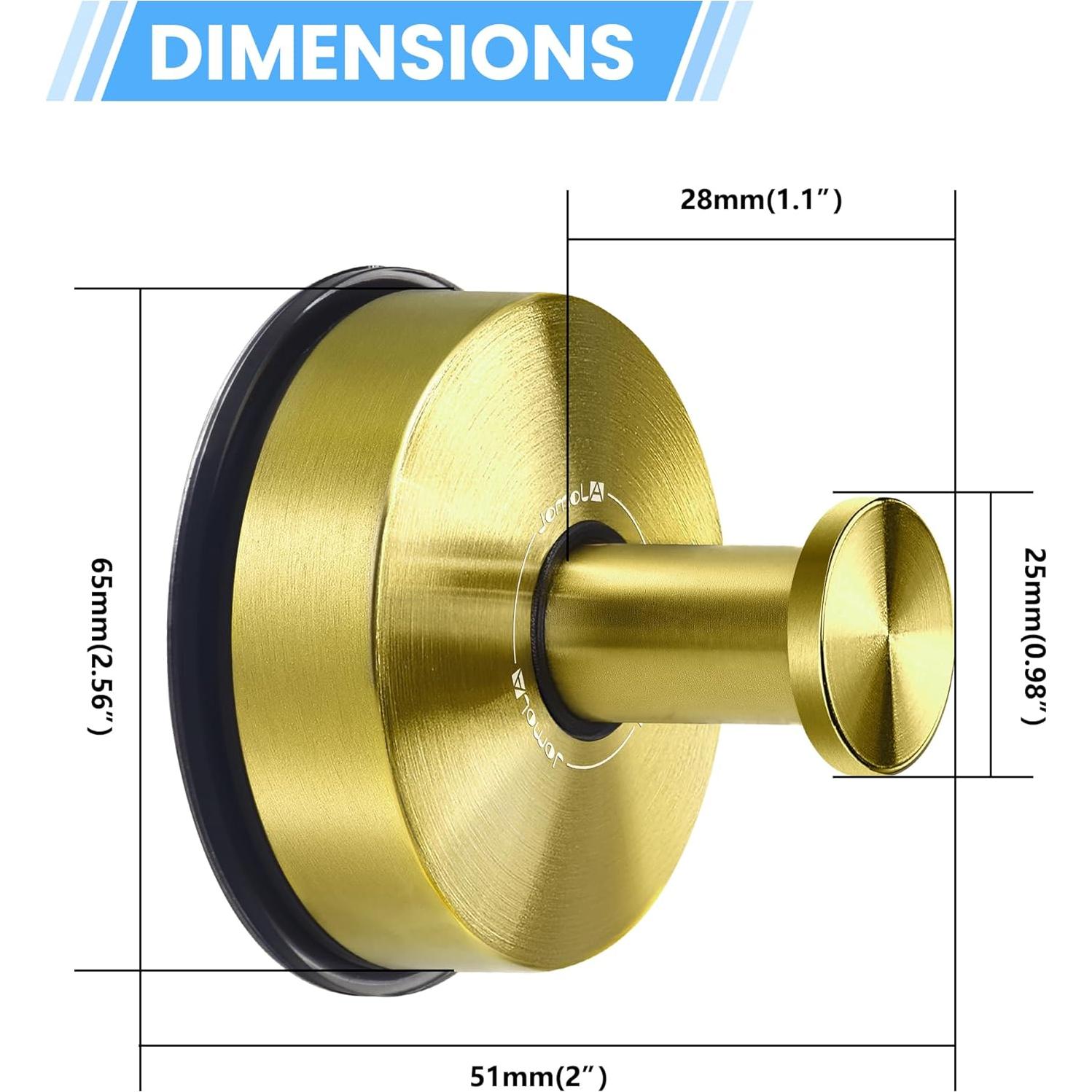 Ganchos de Ducha con Ventosa JOMOLA Acero Inoxidable Oro 2PCS
