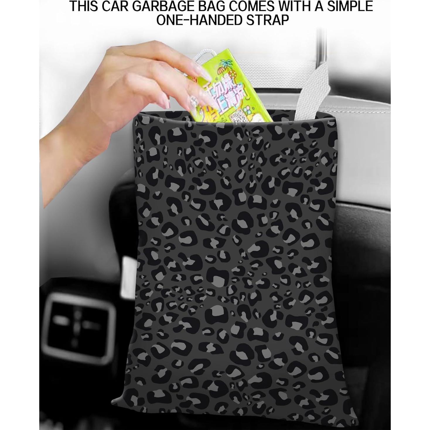 Basurero de Auto Colgante ANKVRP Piel de Leopardo Negra