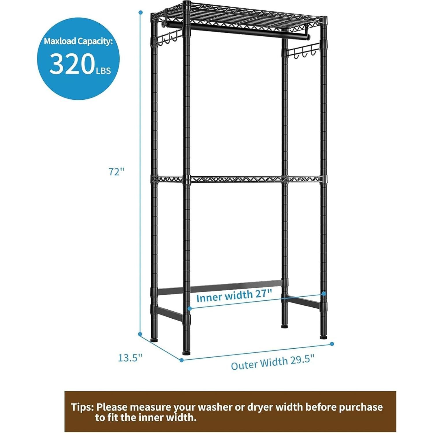 Estante sobre lavadora Golpart 2 niveles ajustable negro