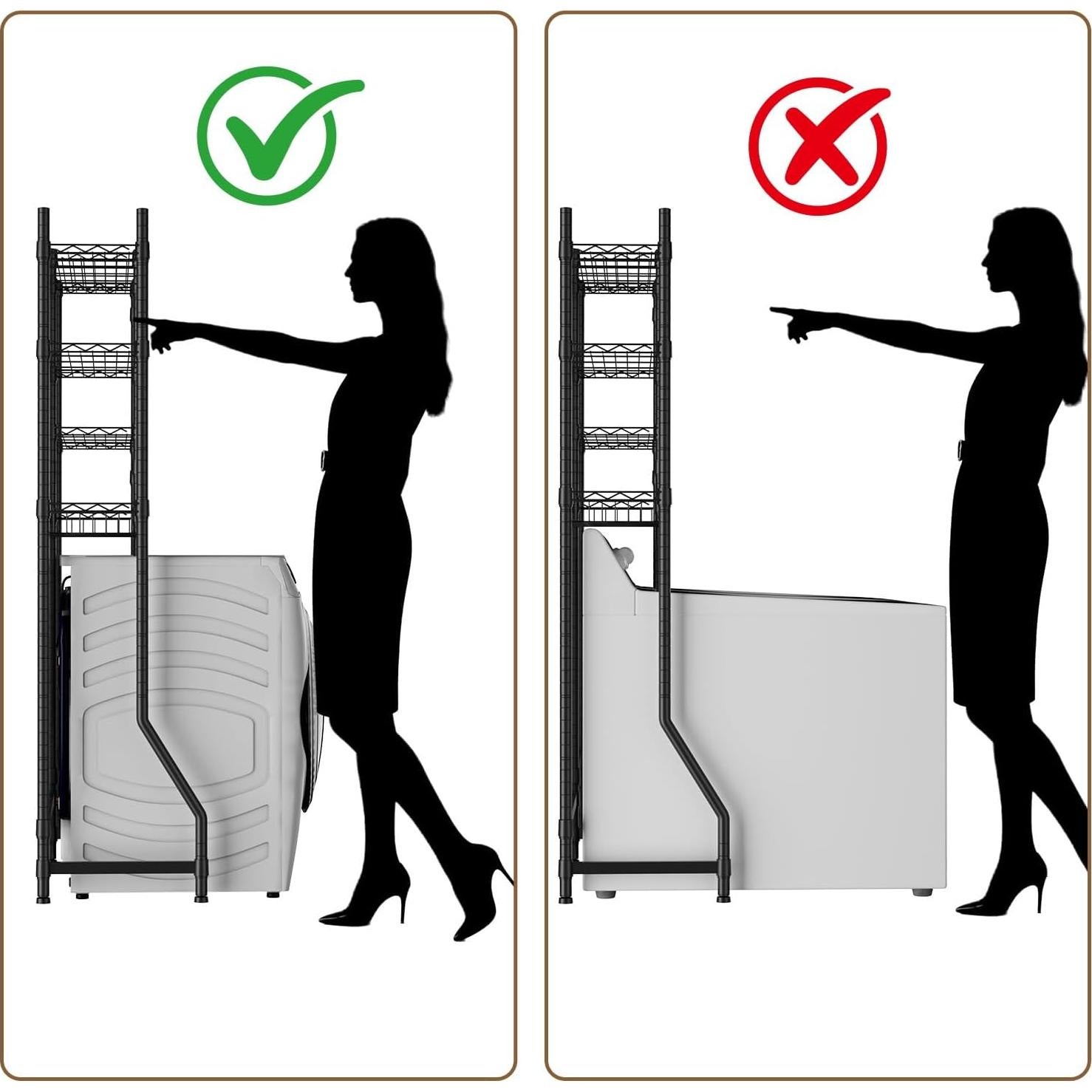 Estante sobre lavadora Golpart 2 niveles ajustable negro
