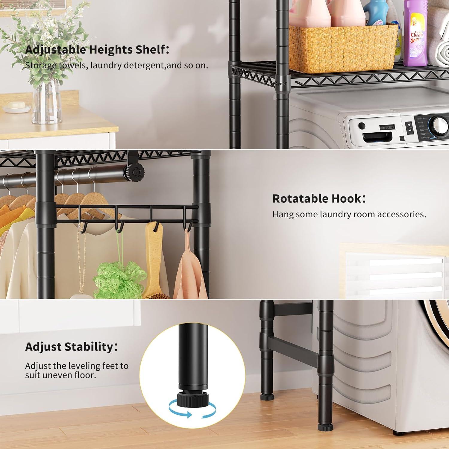 Estante sobre lavadora Golpart 2 niveles ajustable negro