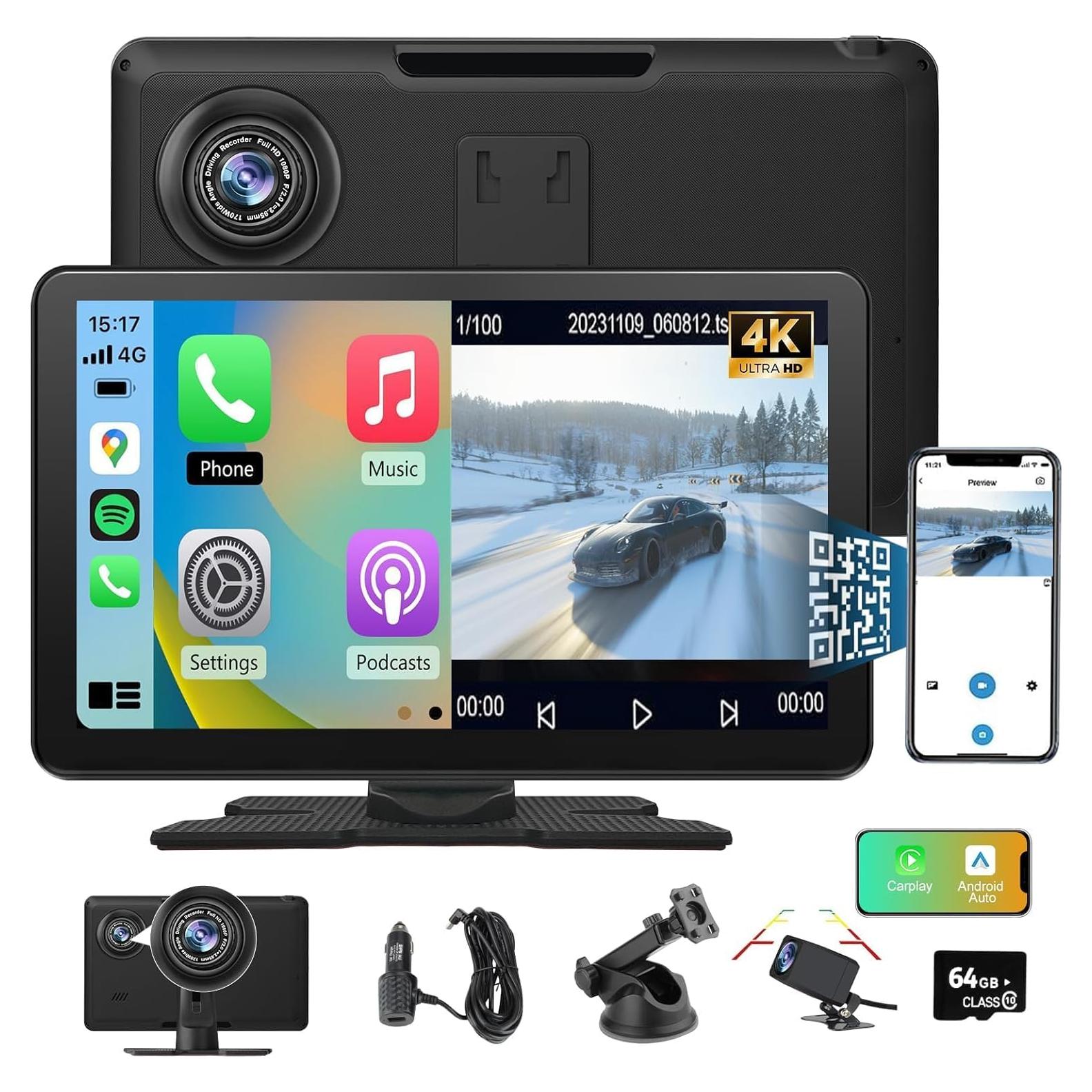 Pantalla Carplay Pyniro 9" GPS Táctil 4K con Cámara