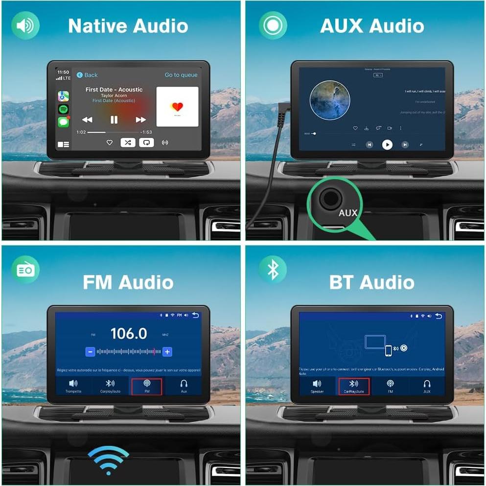 Pantalla Carplay Pyniro 9" GPS Táctil 4K con Cámara