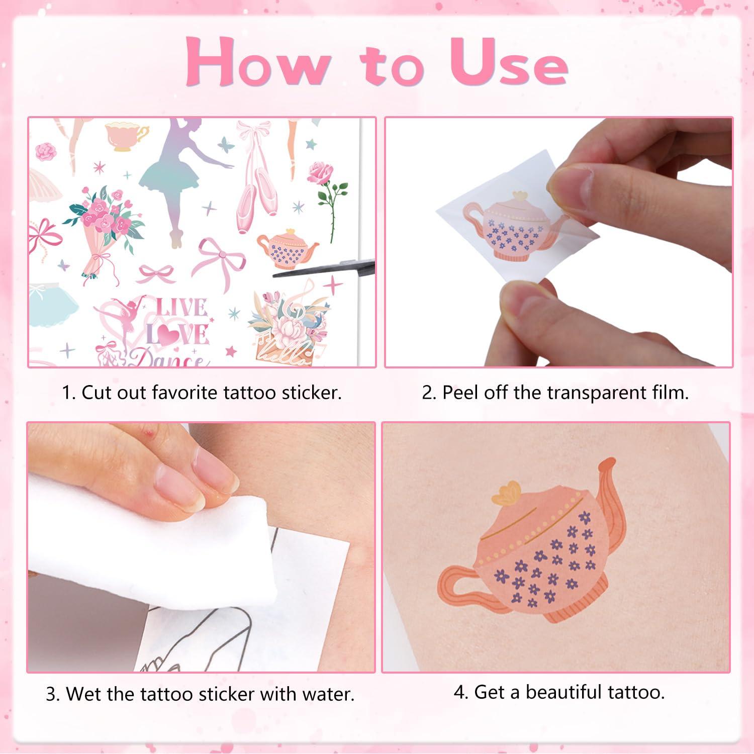 Tatuajes Temporales de Ballet Lovarywow - 200 Stickers para Niños