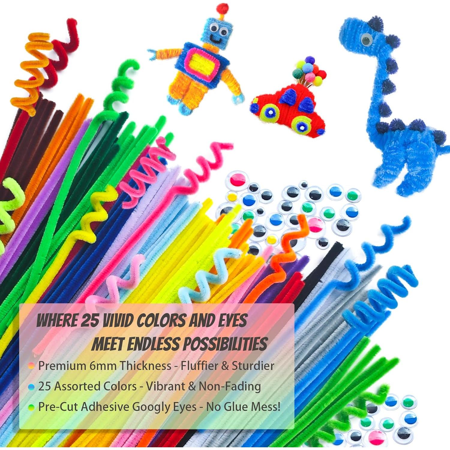 Kocopi 350 limpiapipas + 100 ojos autoadhesivos 25 colores