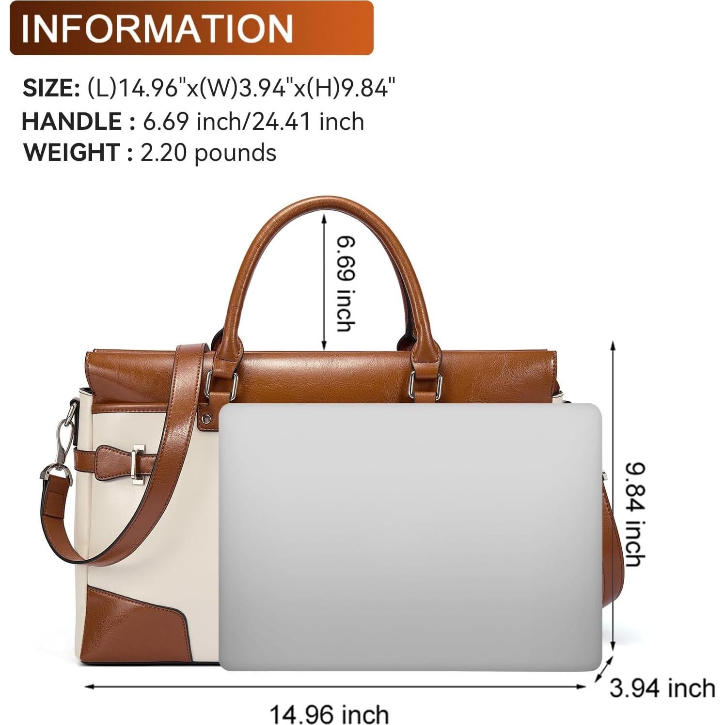 Maletín de Cuero BOSTANTEN para Mujeres 15.6" Albaricoque