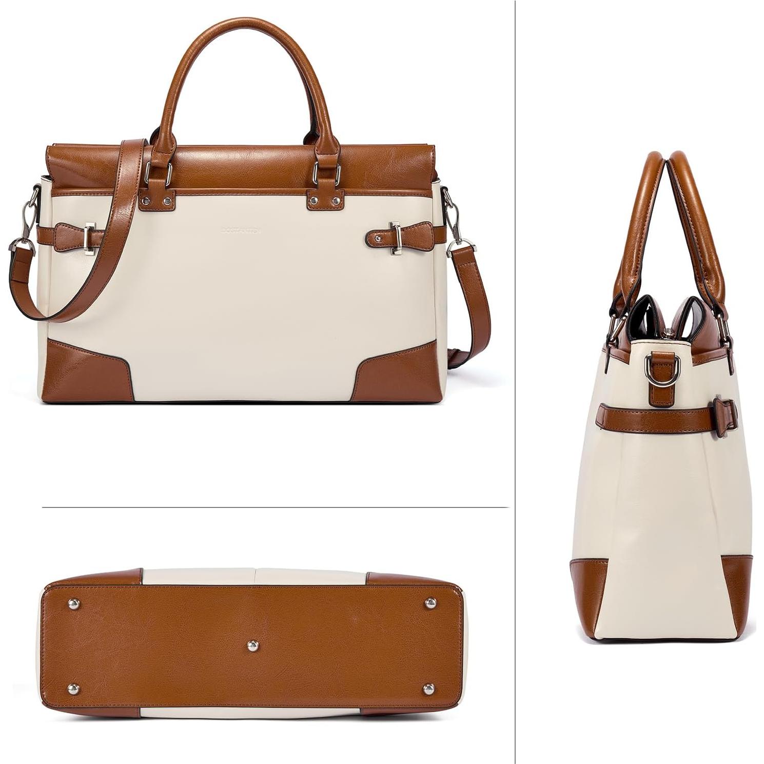 Maletín de Cuero BOSTANTEN para Mujeres 15.6" Albaricoque