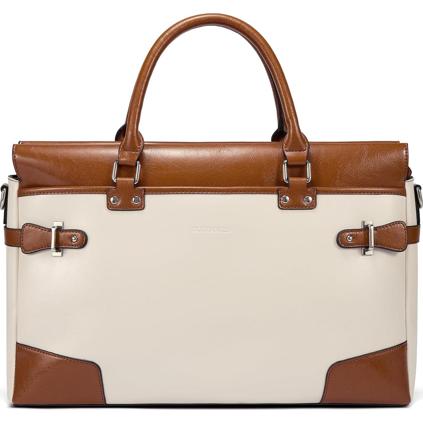 Maletín de Cuero BOSTANTEN para Mujeres 15.6" Albaricoque