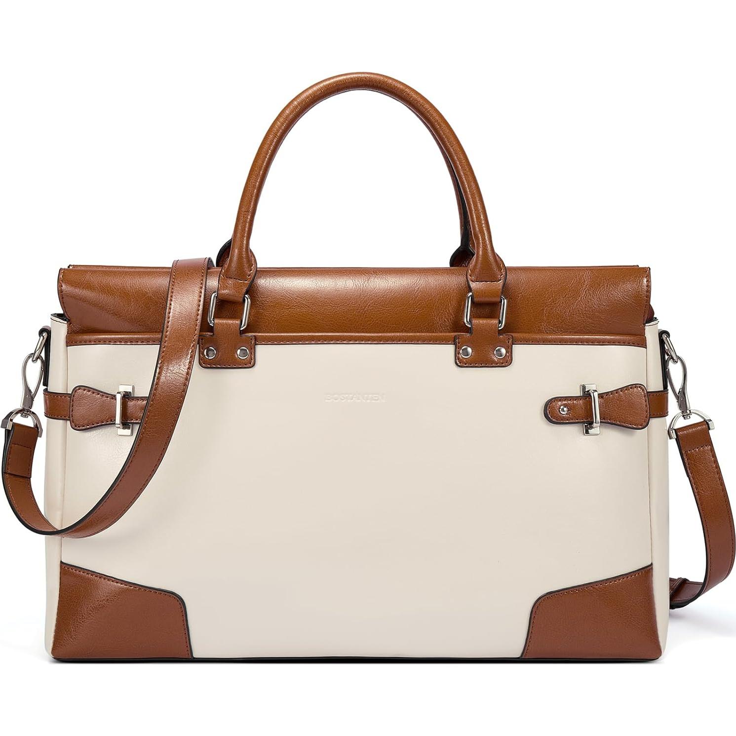 Maletín de Cuero BOSTANTEN para Mujeres 15.6" Albaricoque