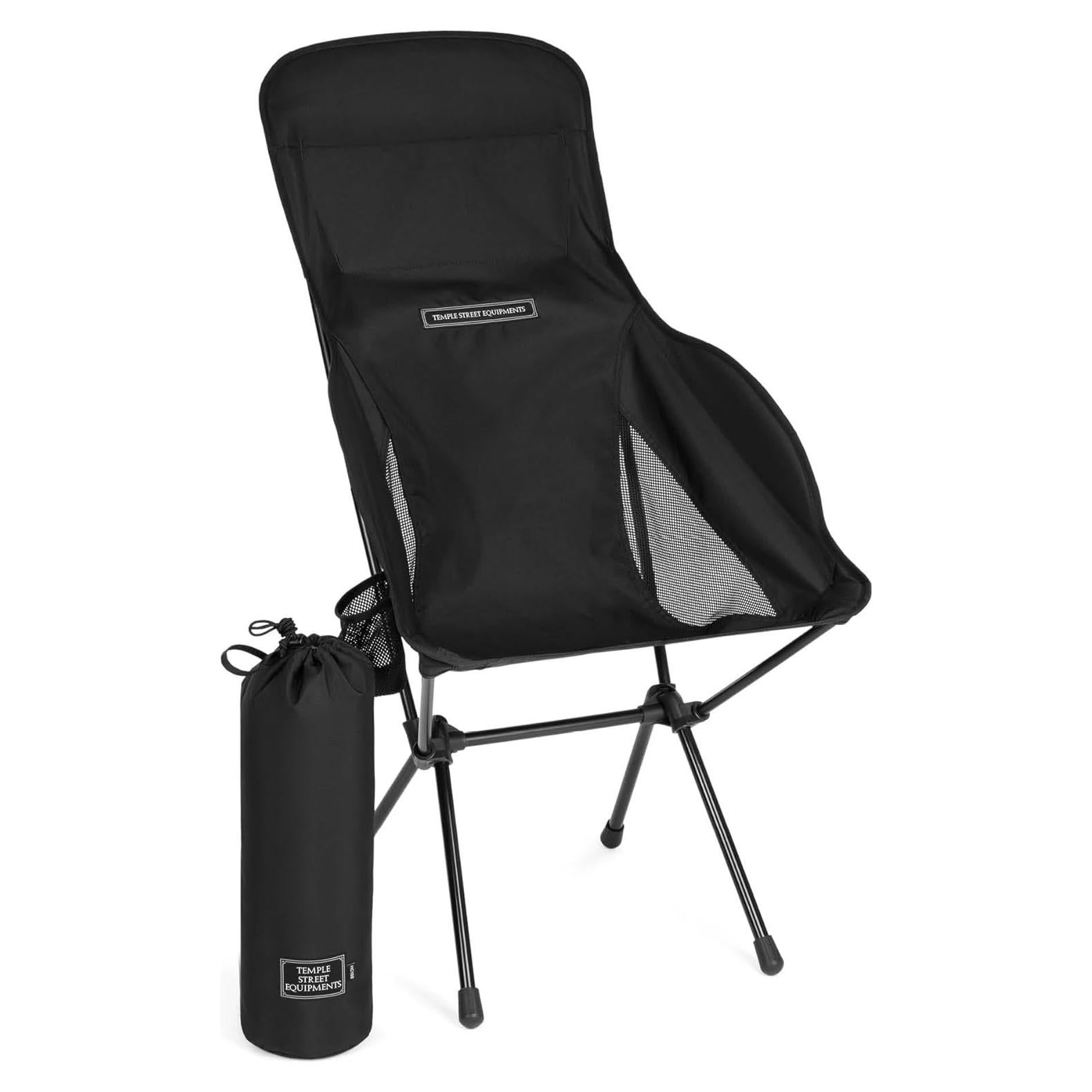 Silla de Camping Temple Street HC100 Plegable 1.45kg Negra