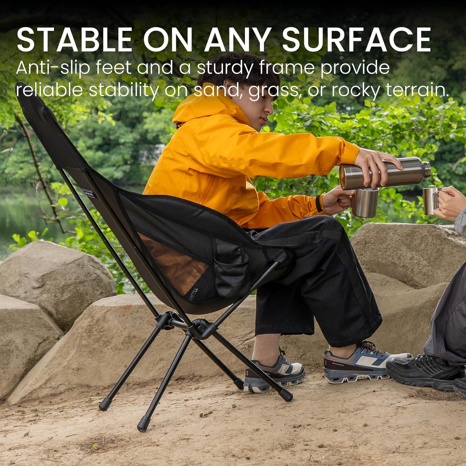 Silla de Camping Temple Street HC100 Plegable 1.45kg Negra