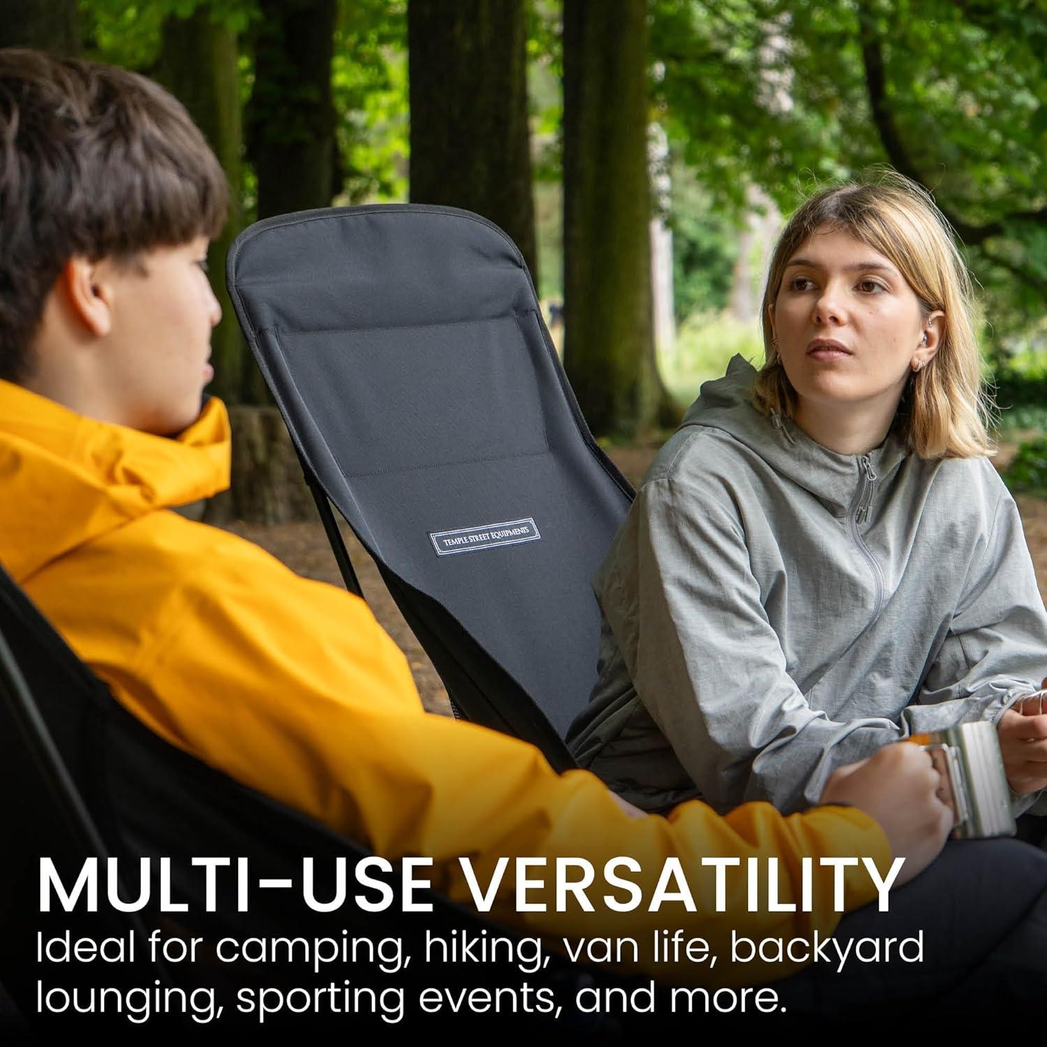 Silla de Camping Temple Street HC100 Plegable 1.45kg Negra