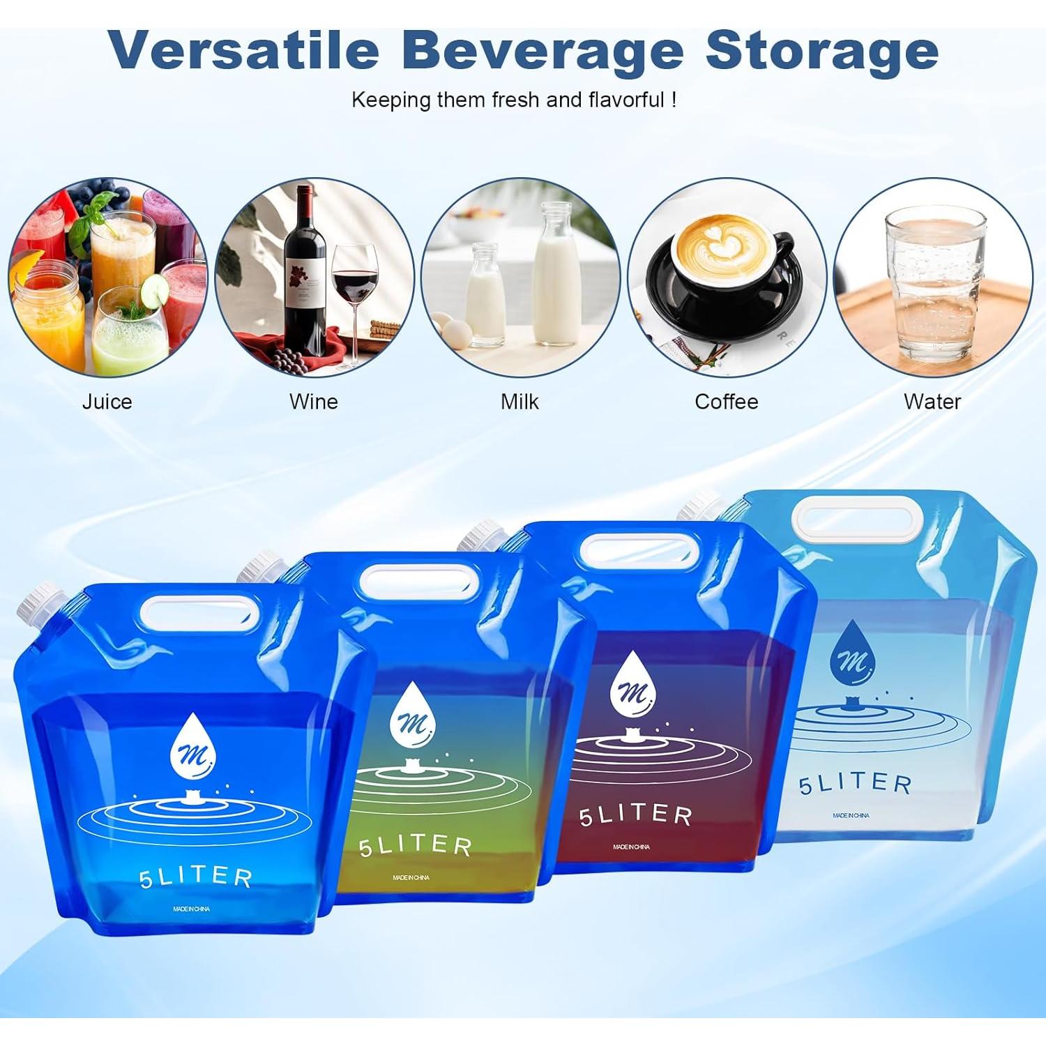 Bolsas de Agua Plegables SOCATER 4 Paquetes 4.9L BPA Libre