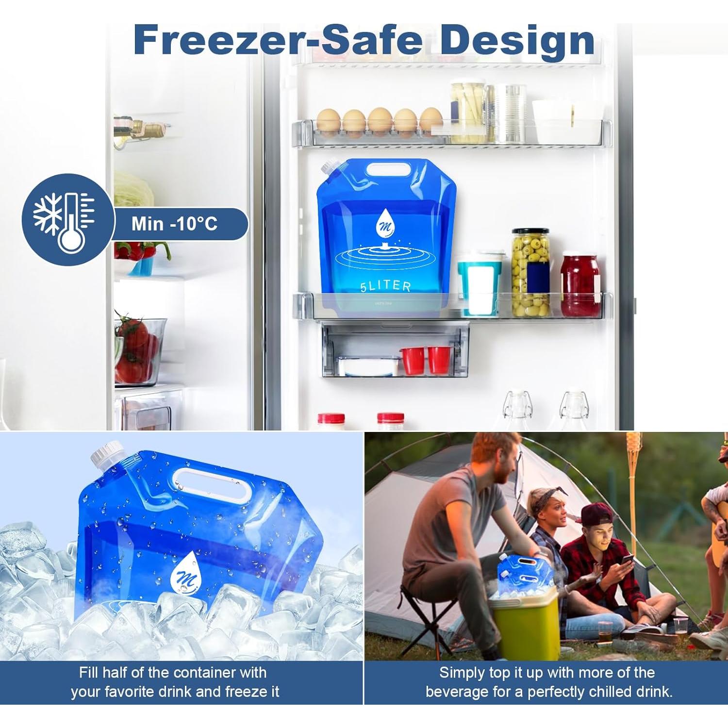 Bolsas de Agua Plegables SOCATER 4 Paquetes 4.9L BPA Libre