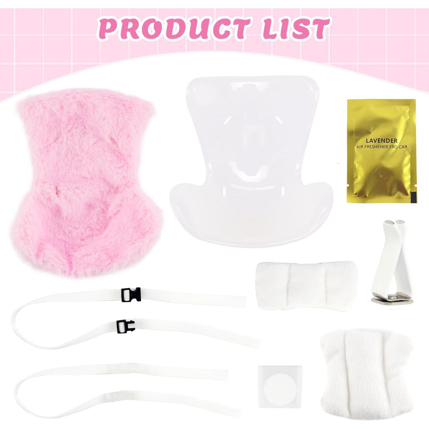 Accesorios de Muñeca TDDS9 Asiento de Coche Rosa 15-17cm