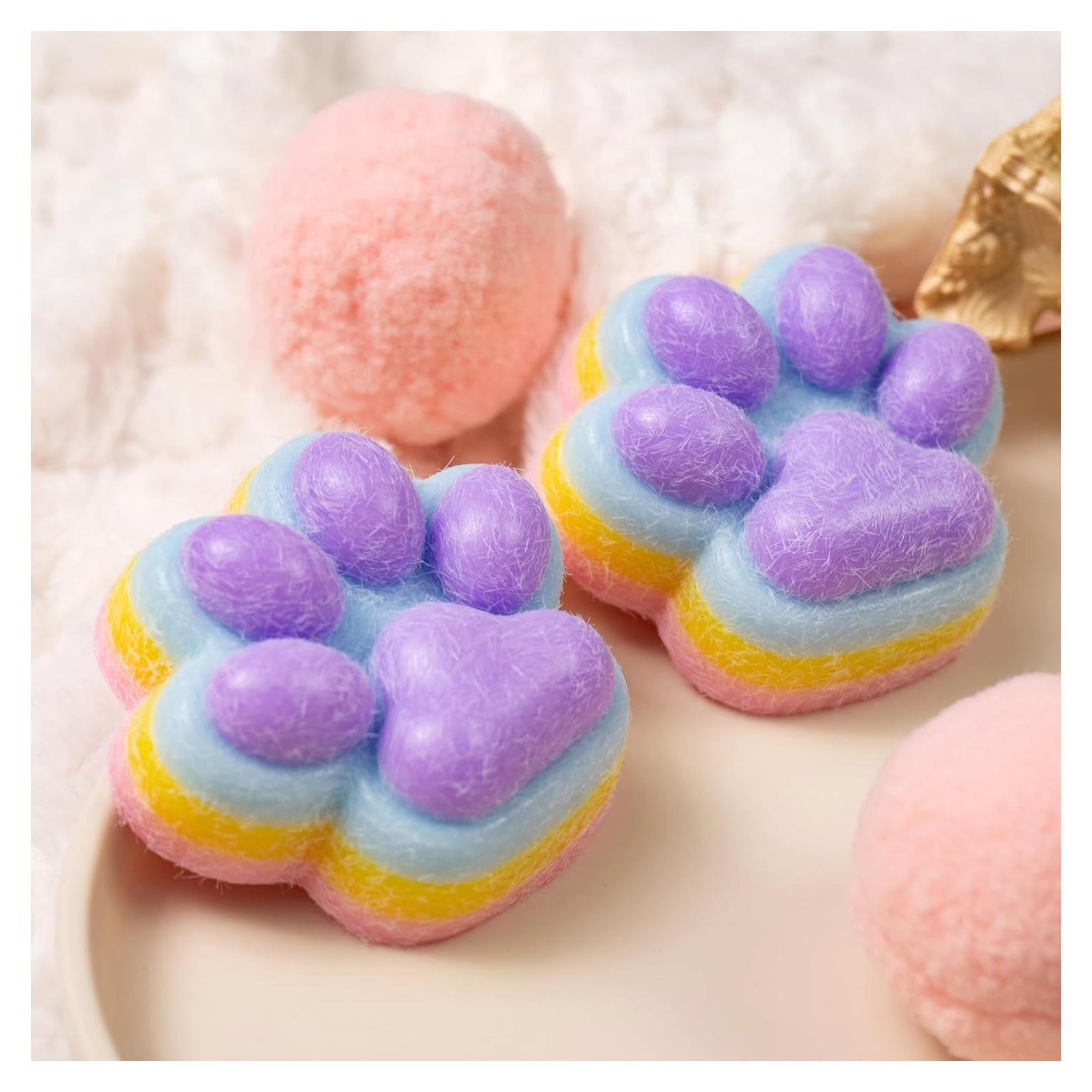 2 Piezas Juguete Aplastable Patita de Gato Arcoíris 141g