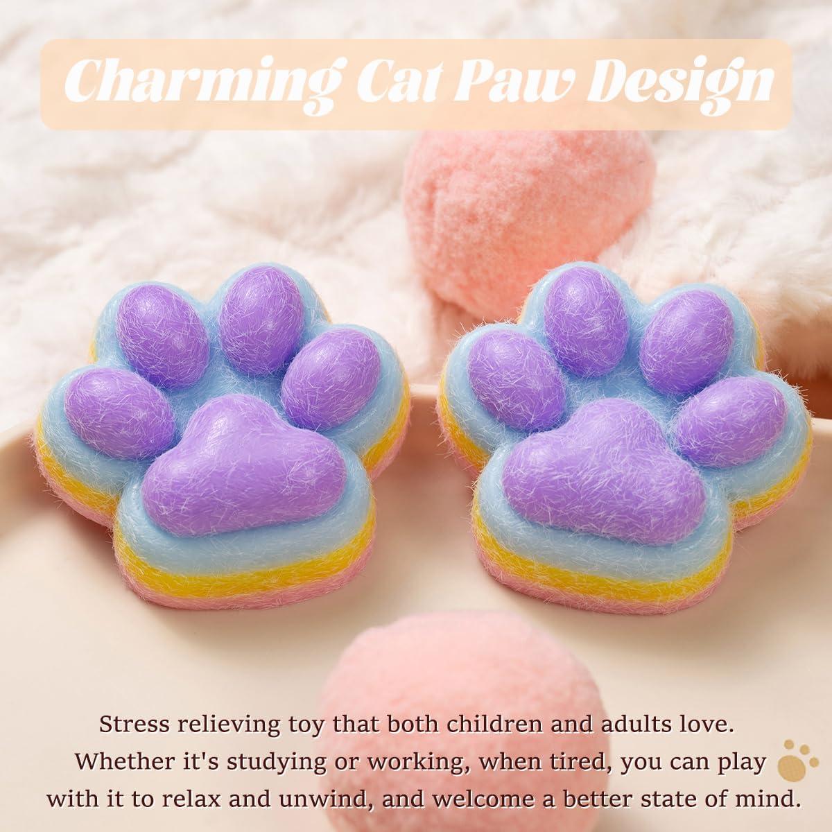 2 Piezas Juguete Aplastable Patita de Gato Arcoíris 141g