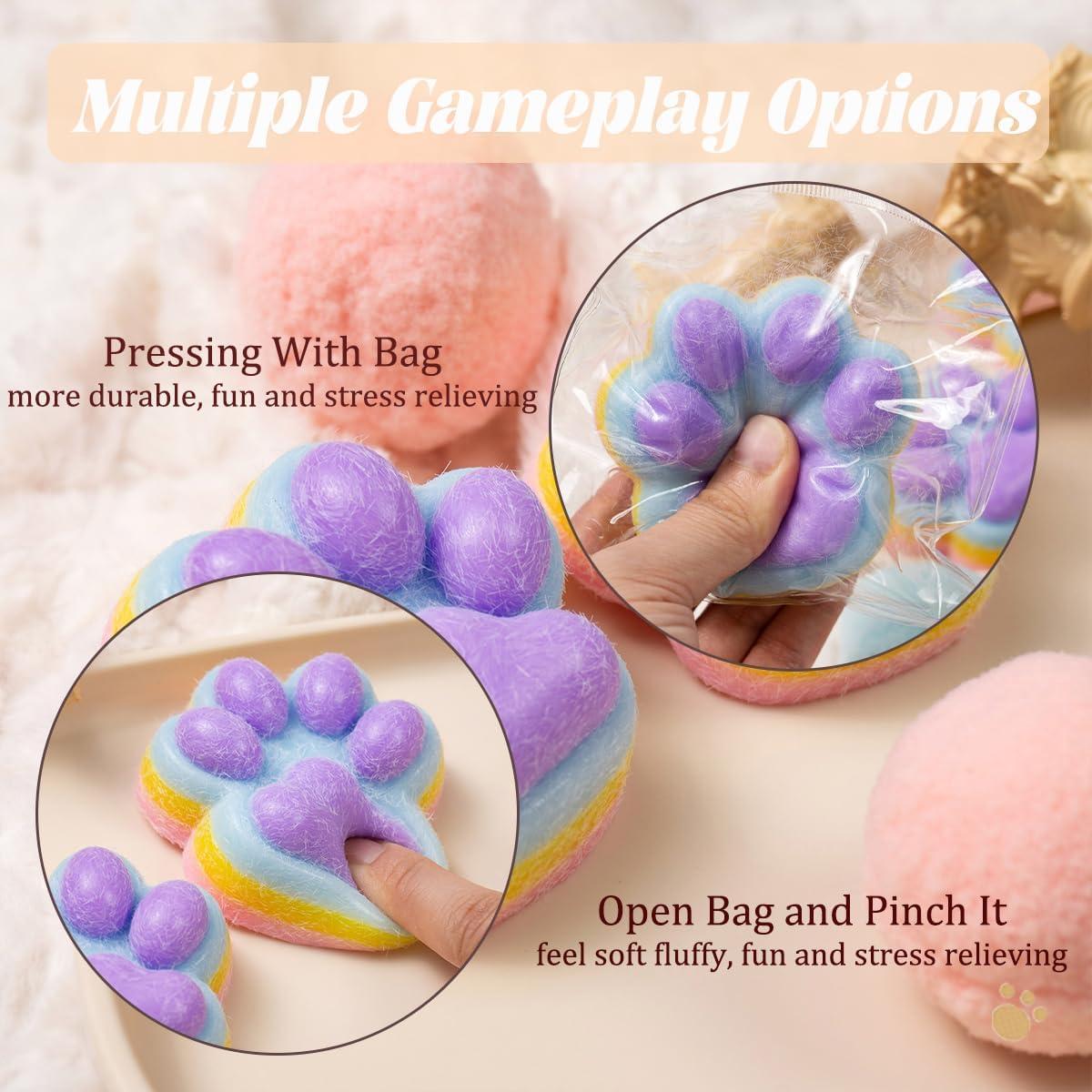 2 Piezas Juguete Aplastable Patita de Gato Arcoíris 141g