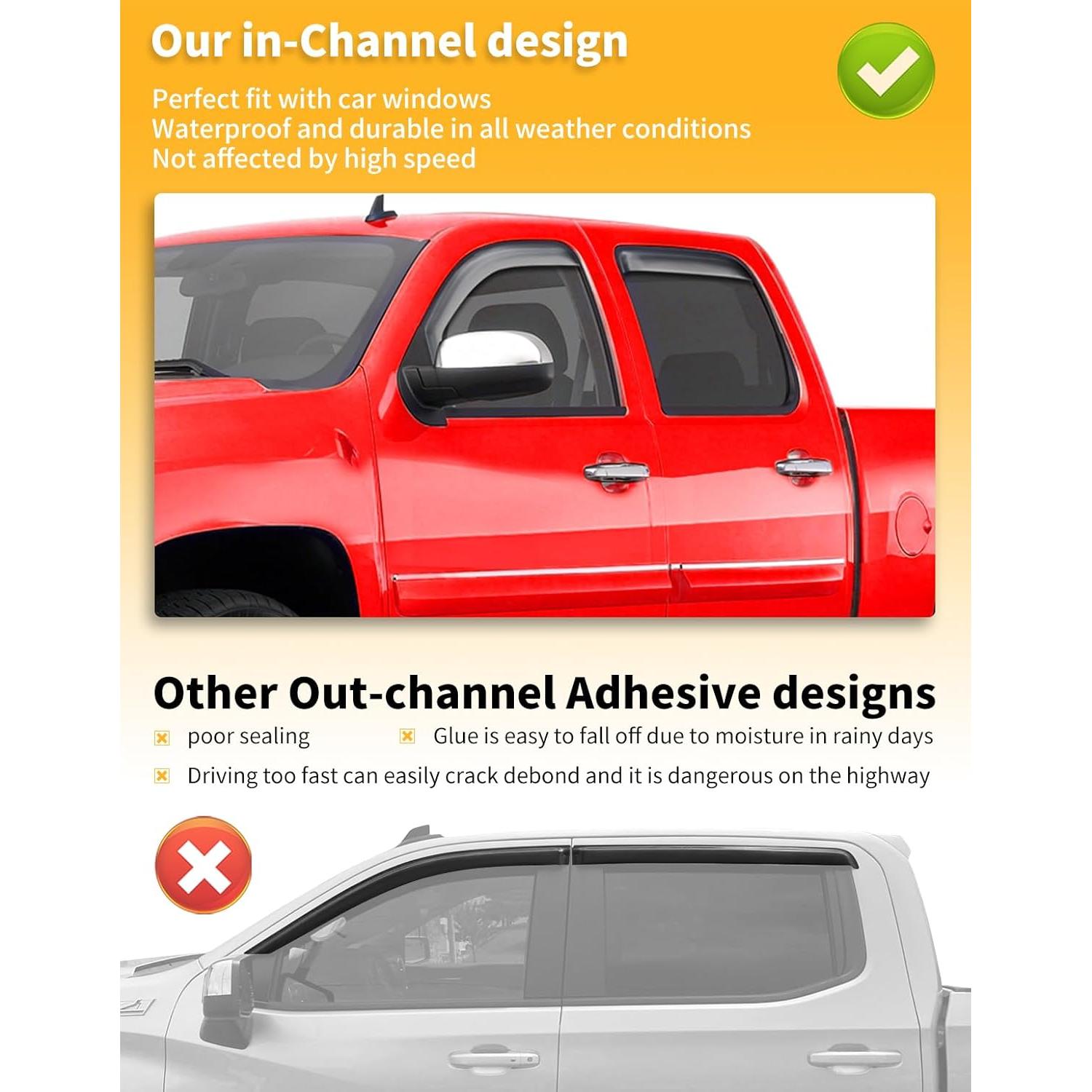 Deflectores de Lluvia Saleago para Ventanas Chevrolet Silverado 2007-2013