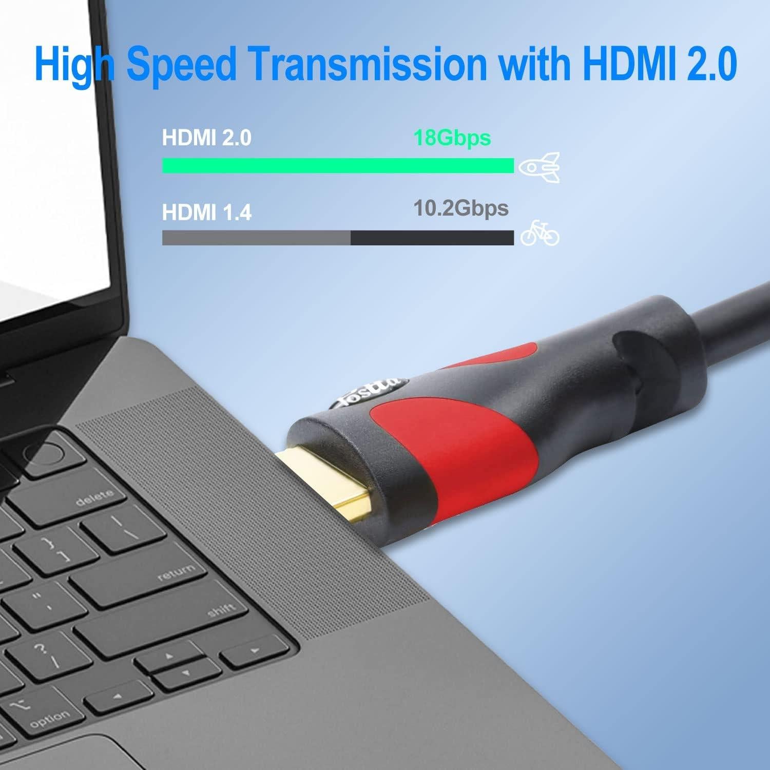Cable HDMI Postta 12.19m Rojo 2.0 4K 18Gbps Audio Ethernet