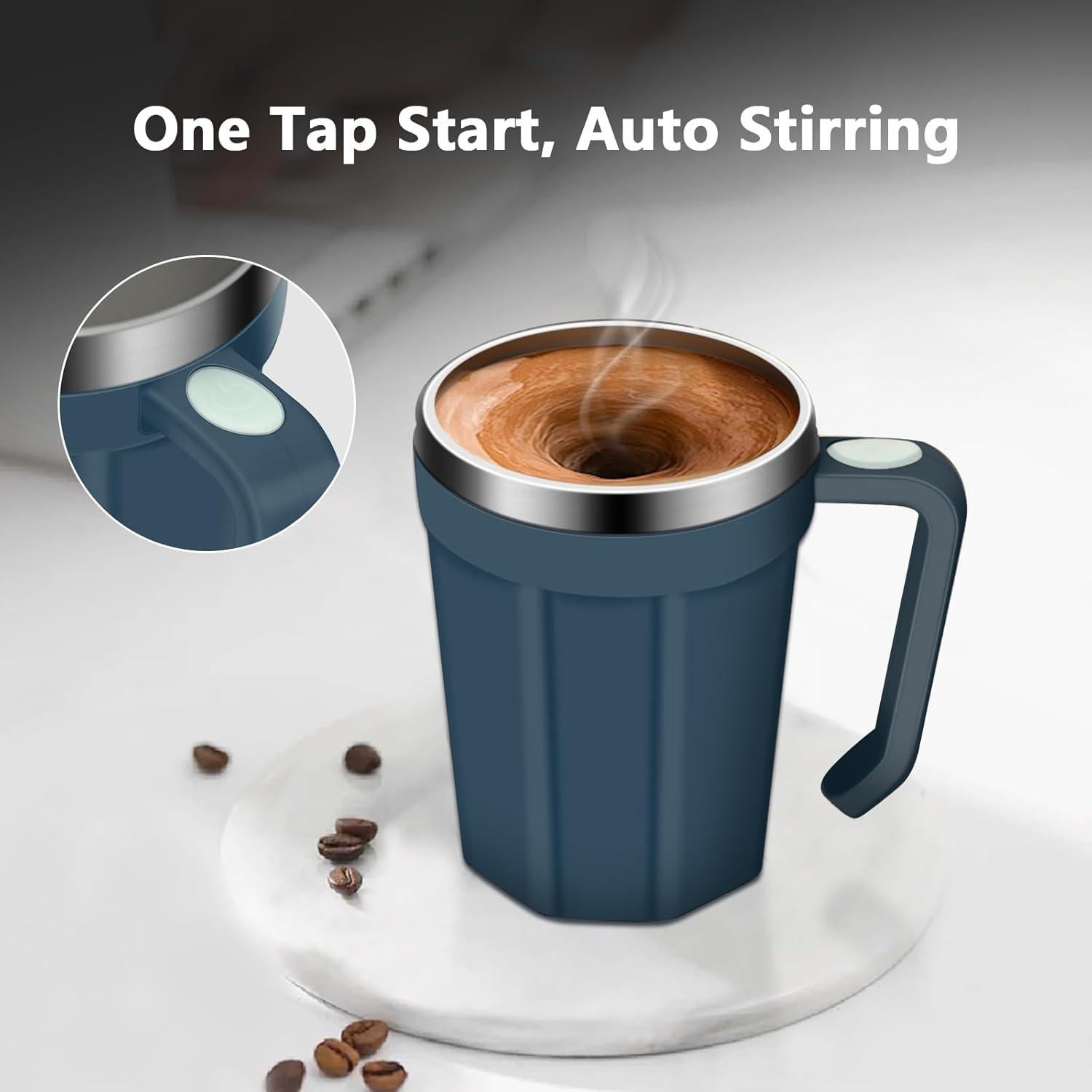 Taza Automezcladora Eléctrica LeadYuantop 18 oz Acero Inoxidable Azul