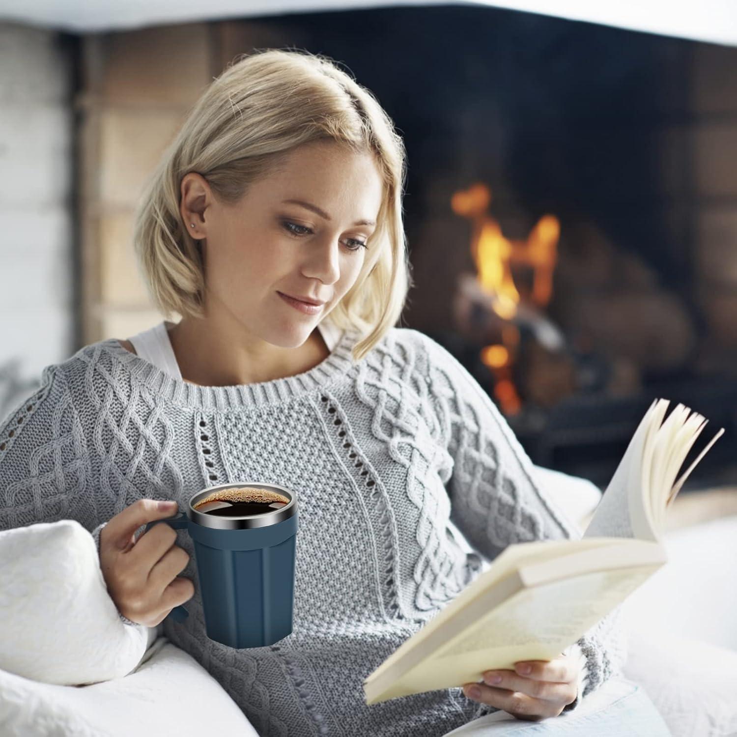 Taza Automezcladora Eléctrica LeadYuantop 18 oz Acero Inoxidable Azul