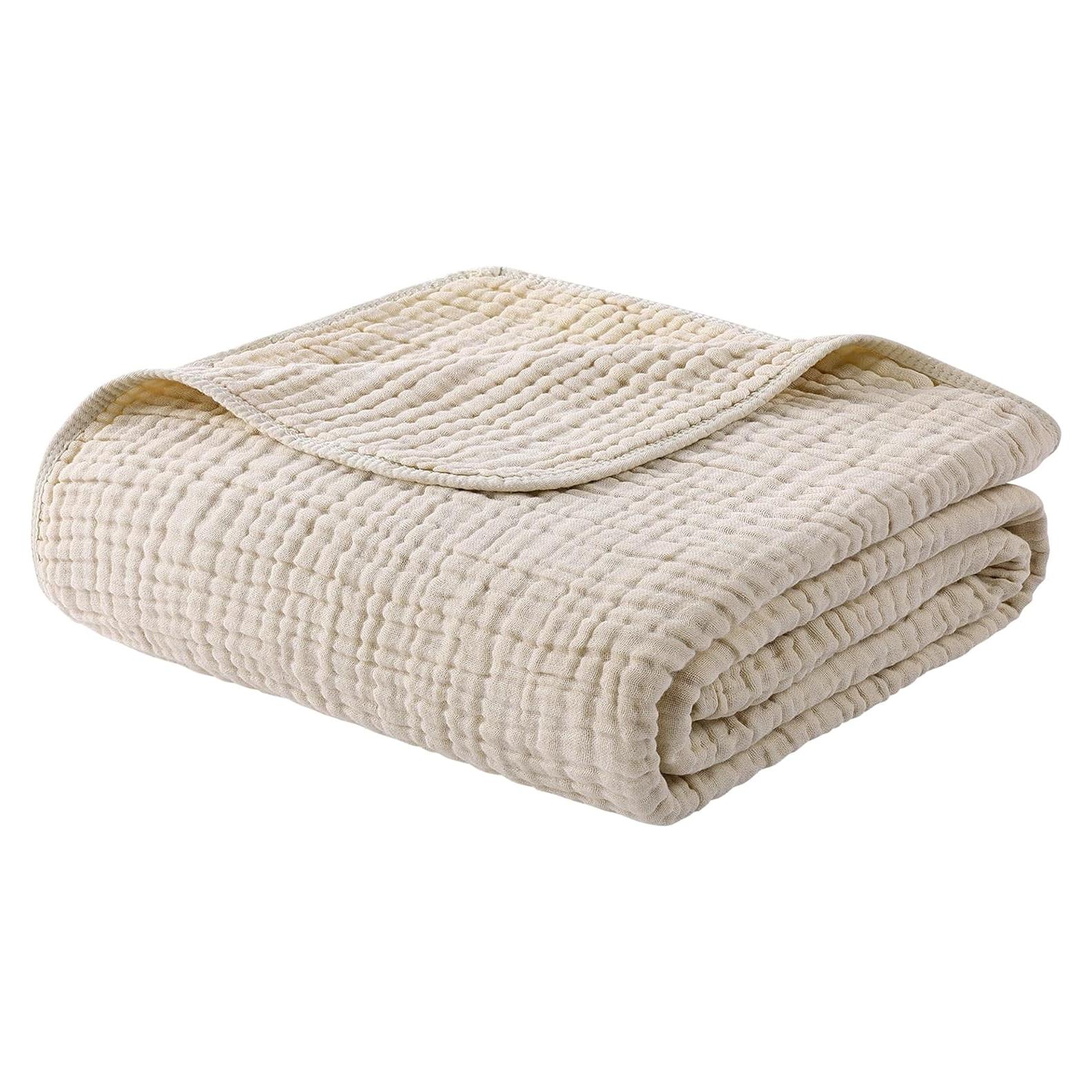 Manta de Muselina Yoofoss 100% Algodón Orgánico 152x127 cm Albaricoque