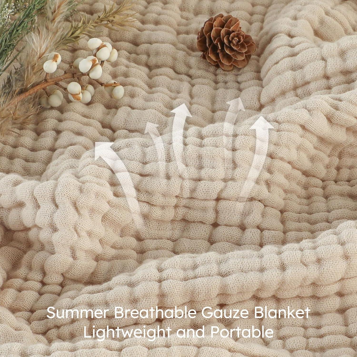 Manta de Muselina Yoofoss 100% Algodón Orgánico 152x127 cm Albaricoque