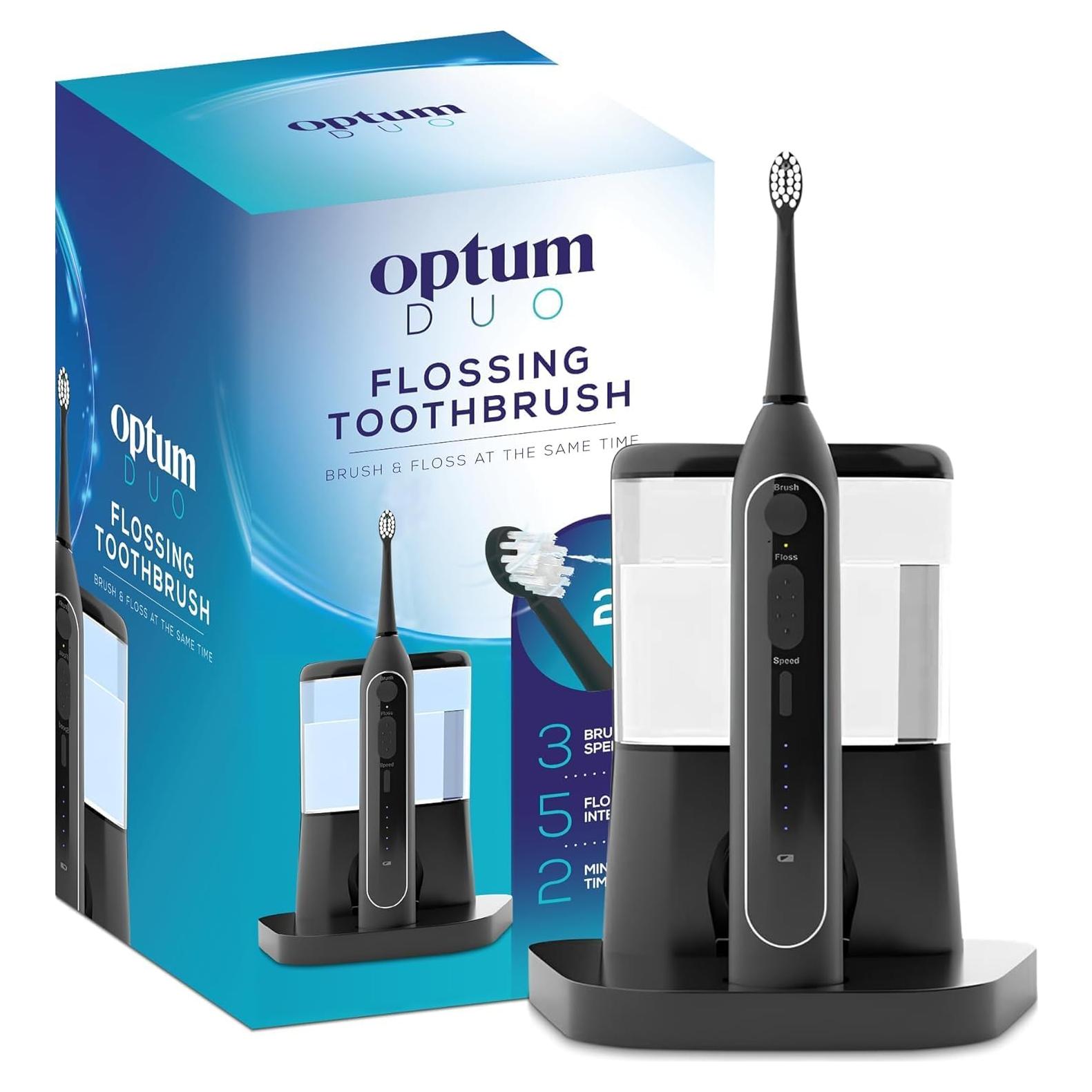 Cepillo de dientes eléctrico 2 en 1 Synergy Brands - Hilo dental y 40k vibraciones