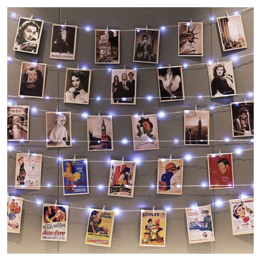 Luz de Cuerda HXWEIYE 120 LEDs 12m con Clips y Control Remoto