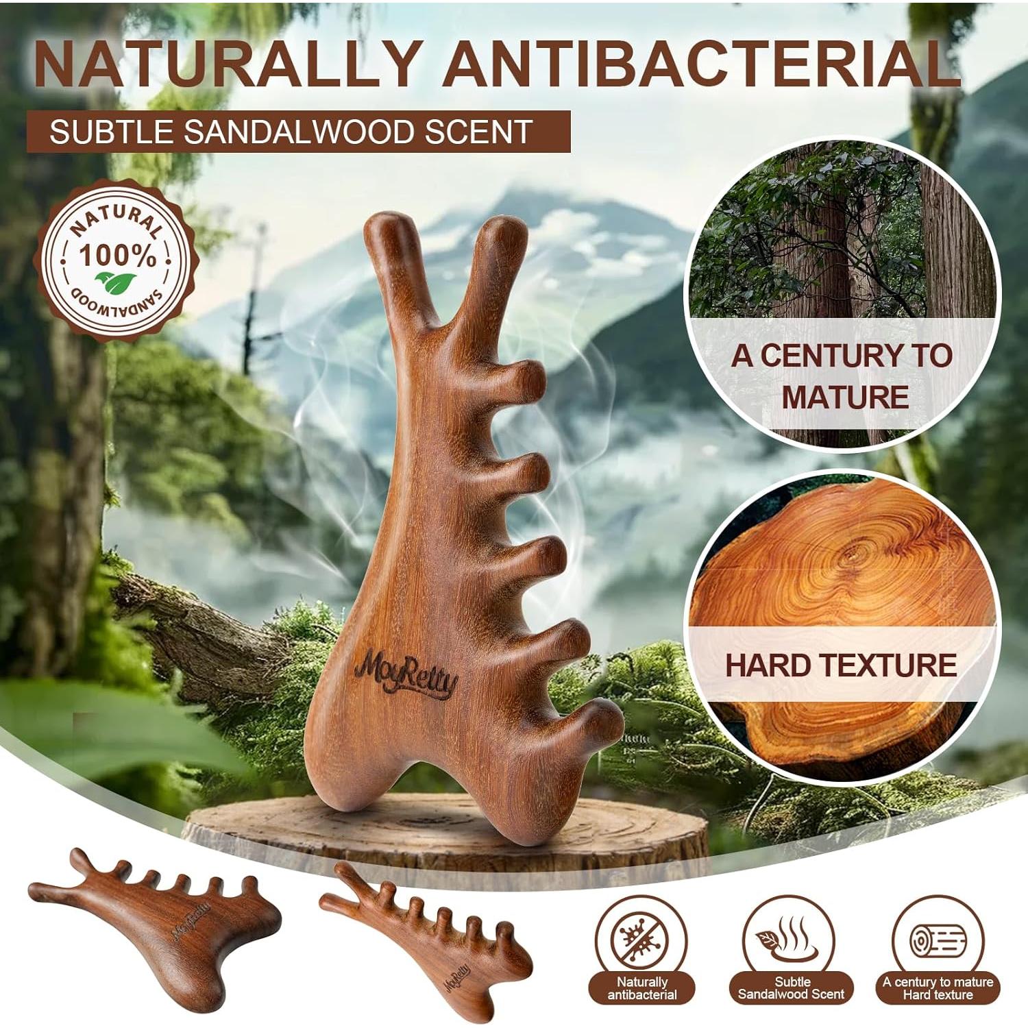 MoyRetty Gua Sha 4-en-1 Masajeador Facial y Corporal Sándalo