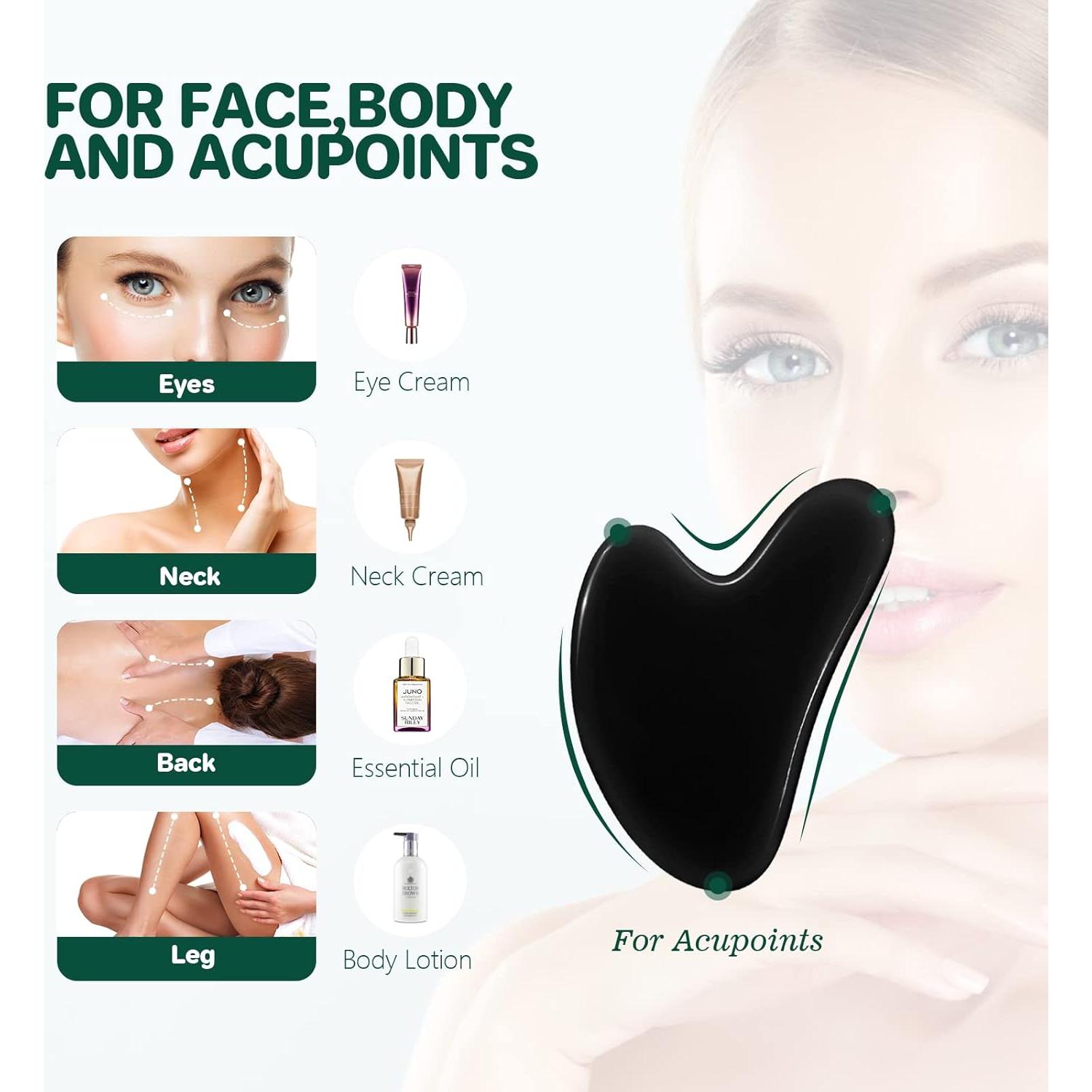 Tablero Gua Sha Negro GUKOY para Masaje Facial y Terapia