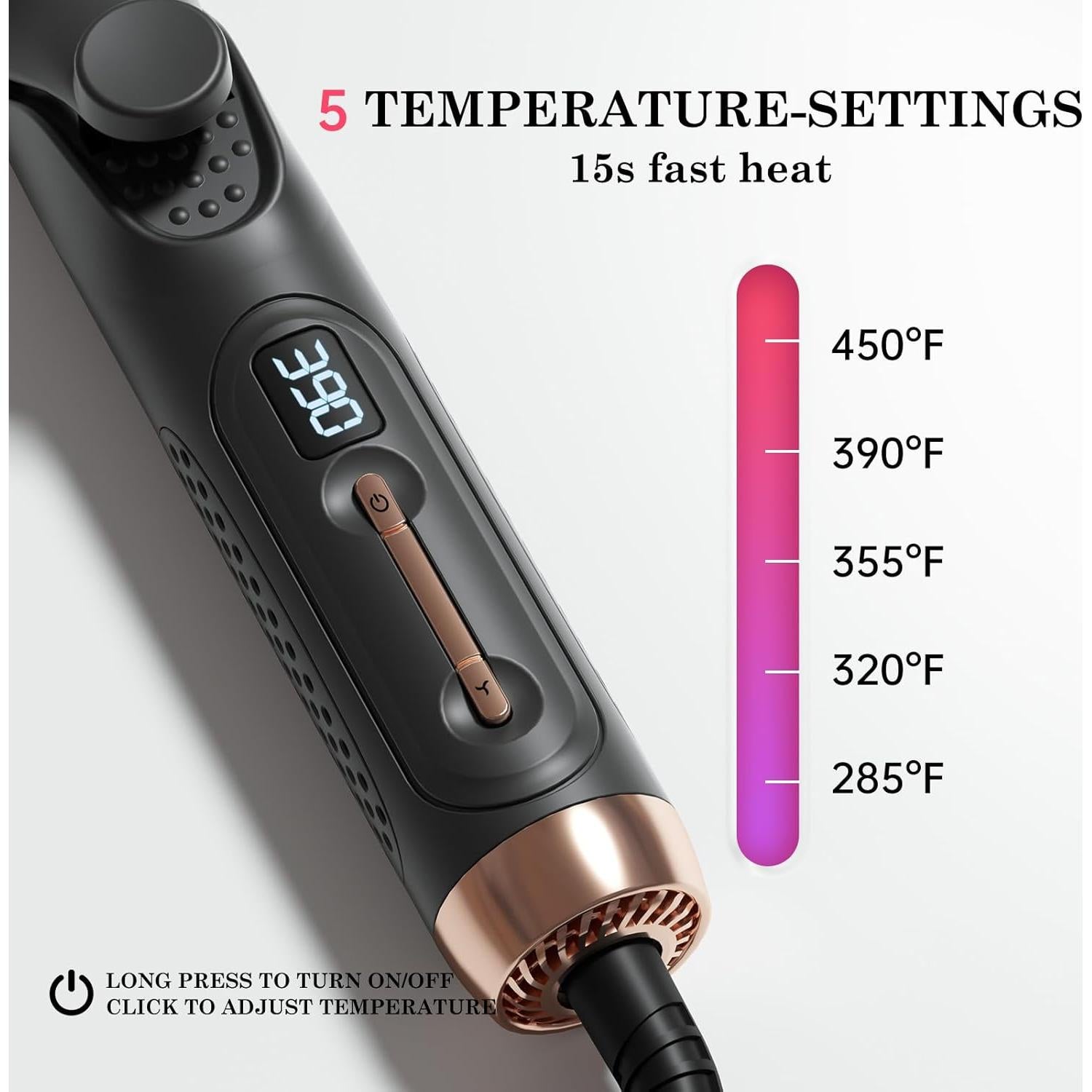 Plancha y Rizador 2-en-1 Hahahope Negro, 5 Temperaturas, 20M Iones