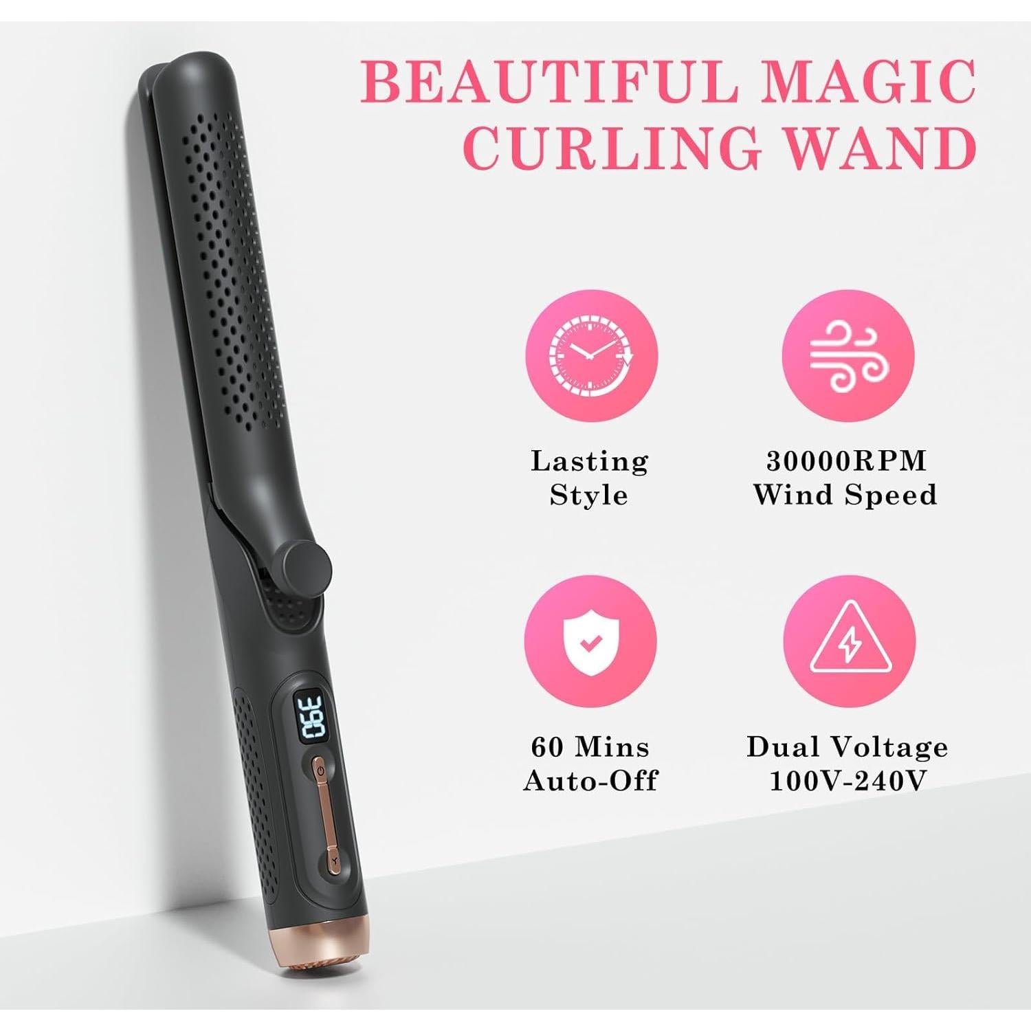 Plancha y Rizador 2-en-1 Hahahope Negro, 5 Temperaturas, 20M Iones