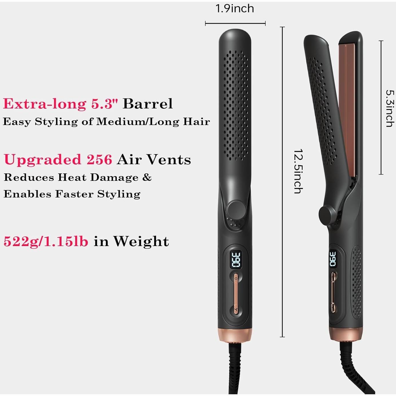 Plancha y Rizador 2-en-1 Hahahope Negro, 5 Temperaturas, 20M Iones