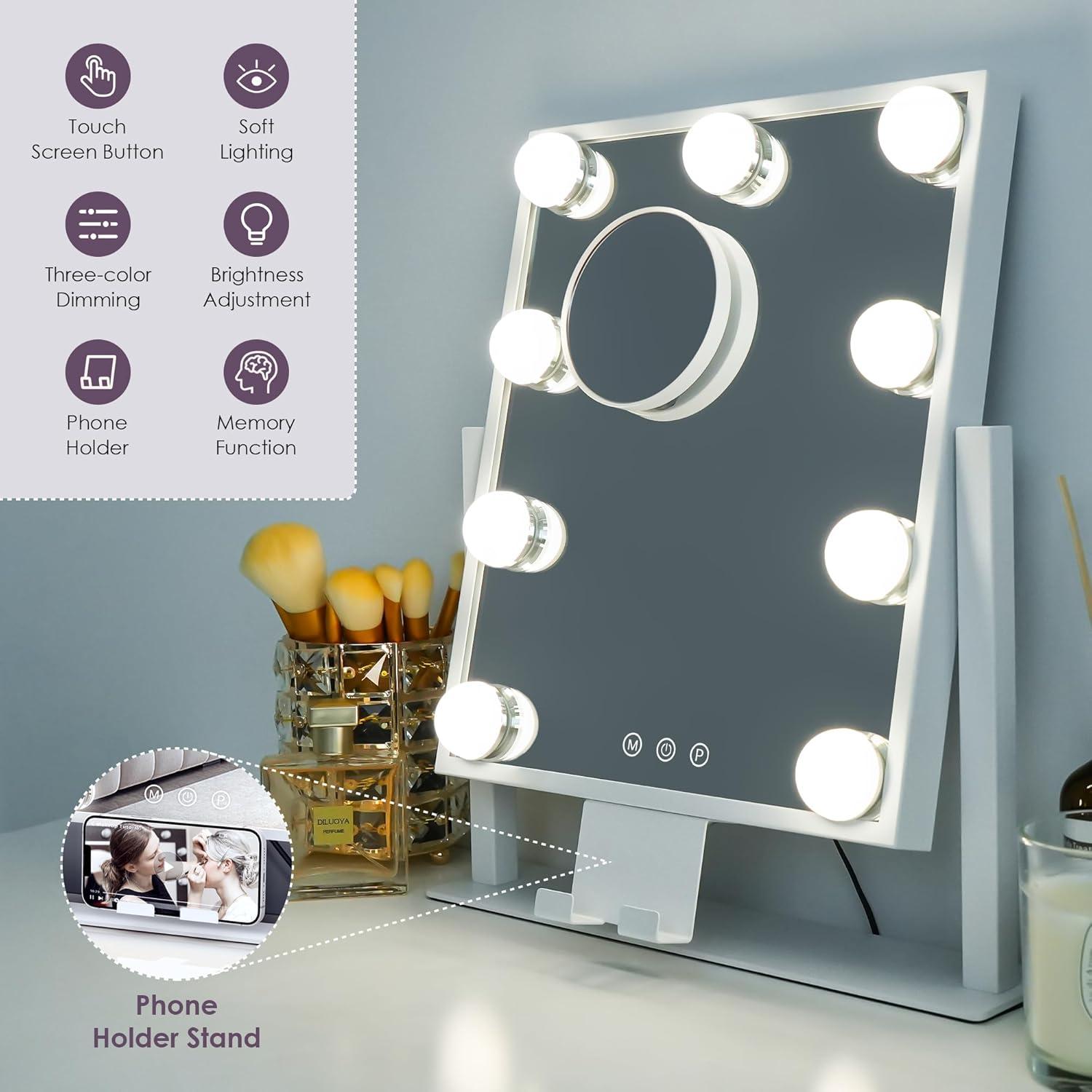 Espejo de Maquillaje Sucedey con Luces 3 Modos 10X Aumento