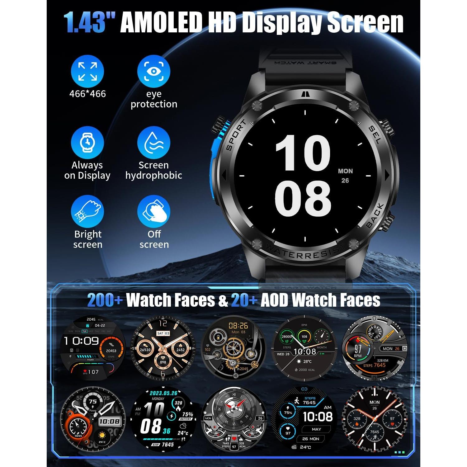 Reloj Inteligente PODOEIL DM56 con GPS y Llamadas Bluetooth