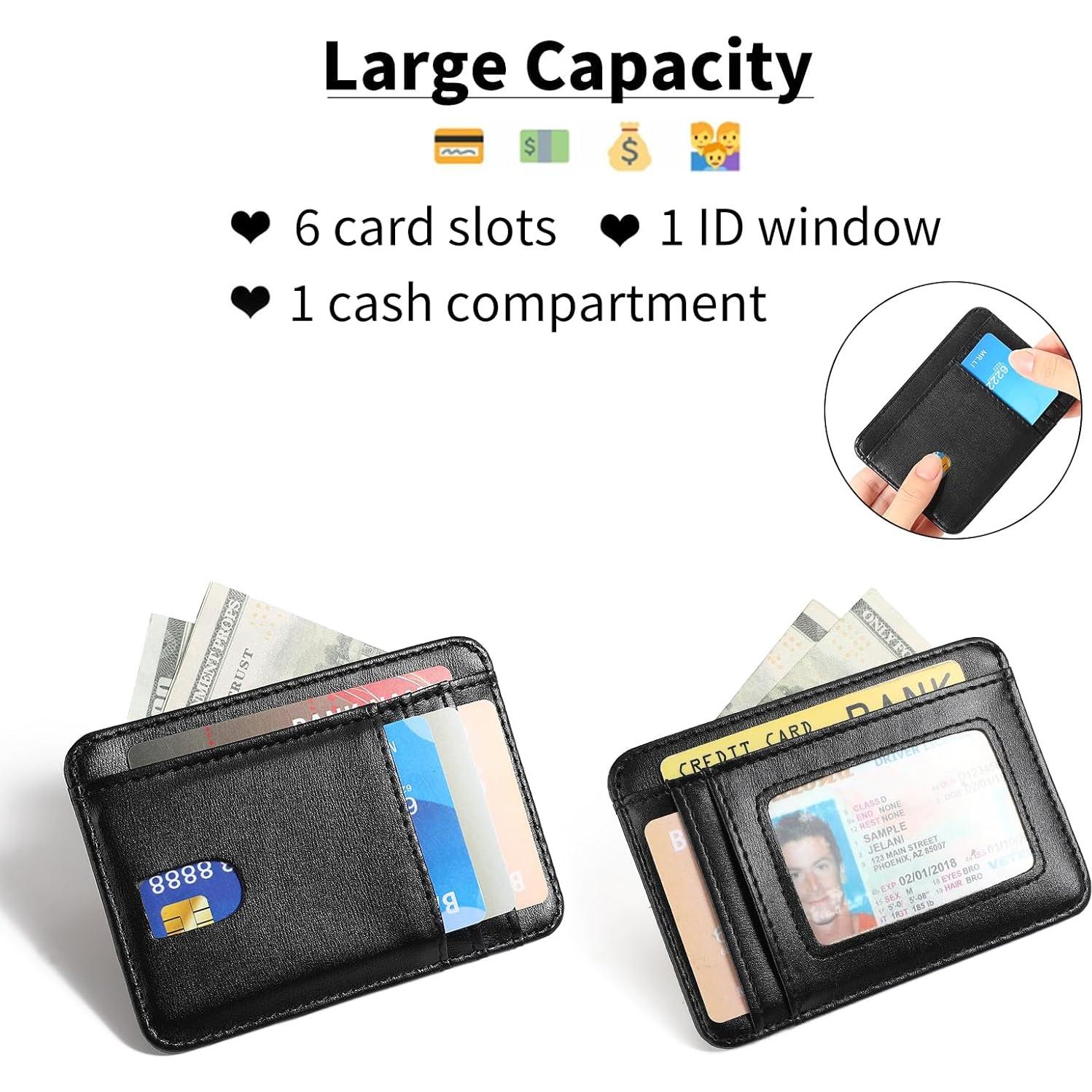 Cartera delgada LOUEBICA de cuero con bloqueo RFID - Negro