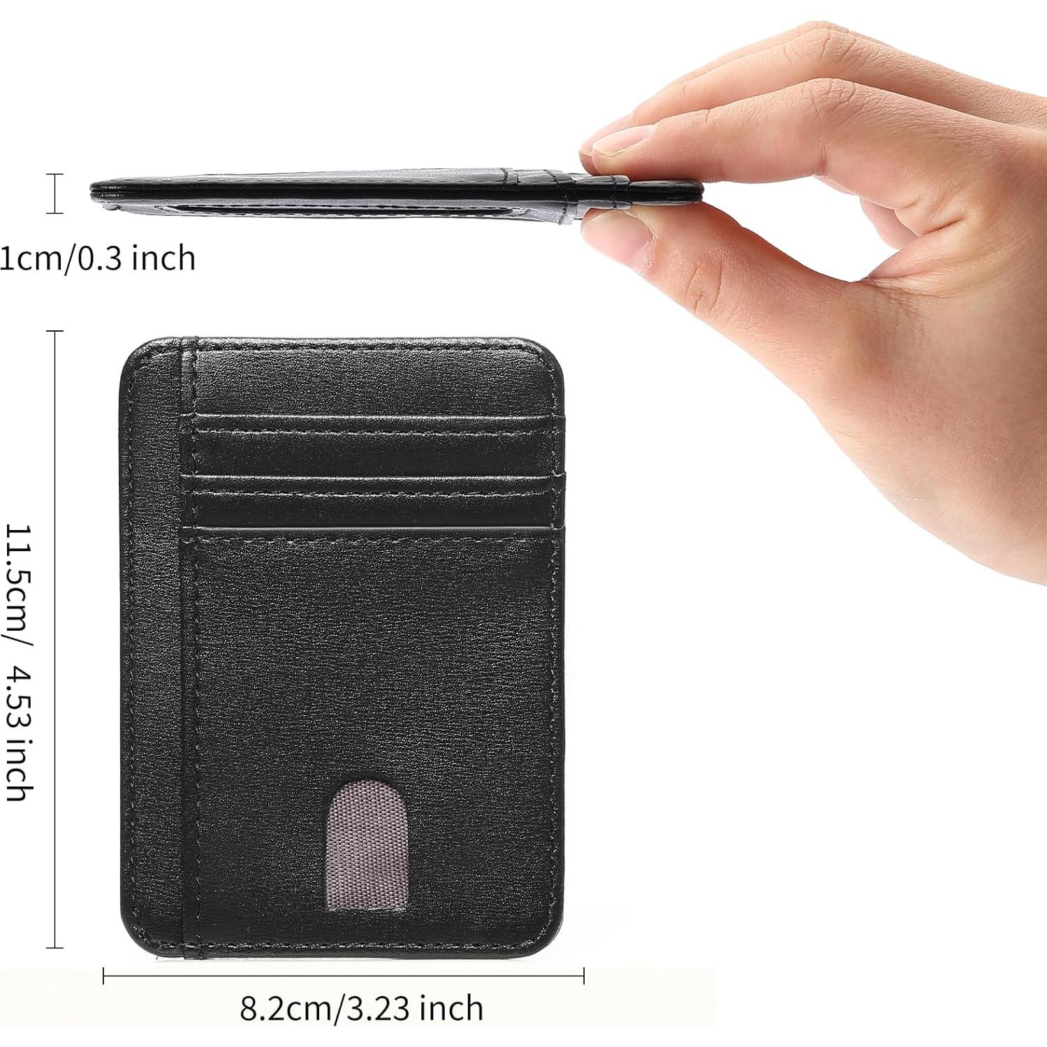 Cartera delgada LOUEBICA de cuero con bloqueo RFID - Negro