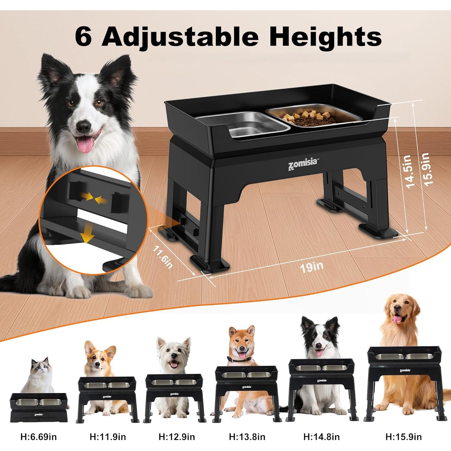 Estación de Alimentación Elevada para Perros Apollo 6 Alturas