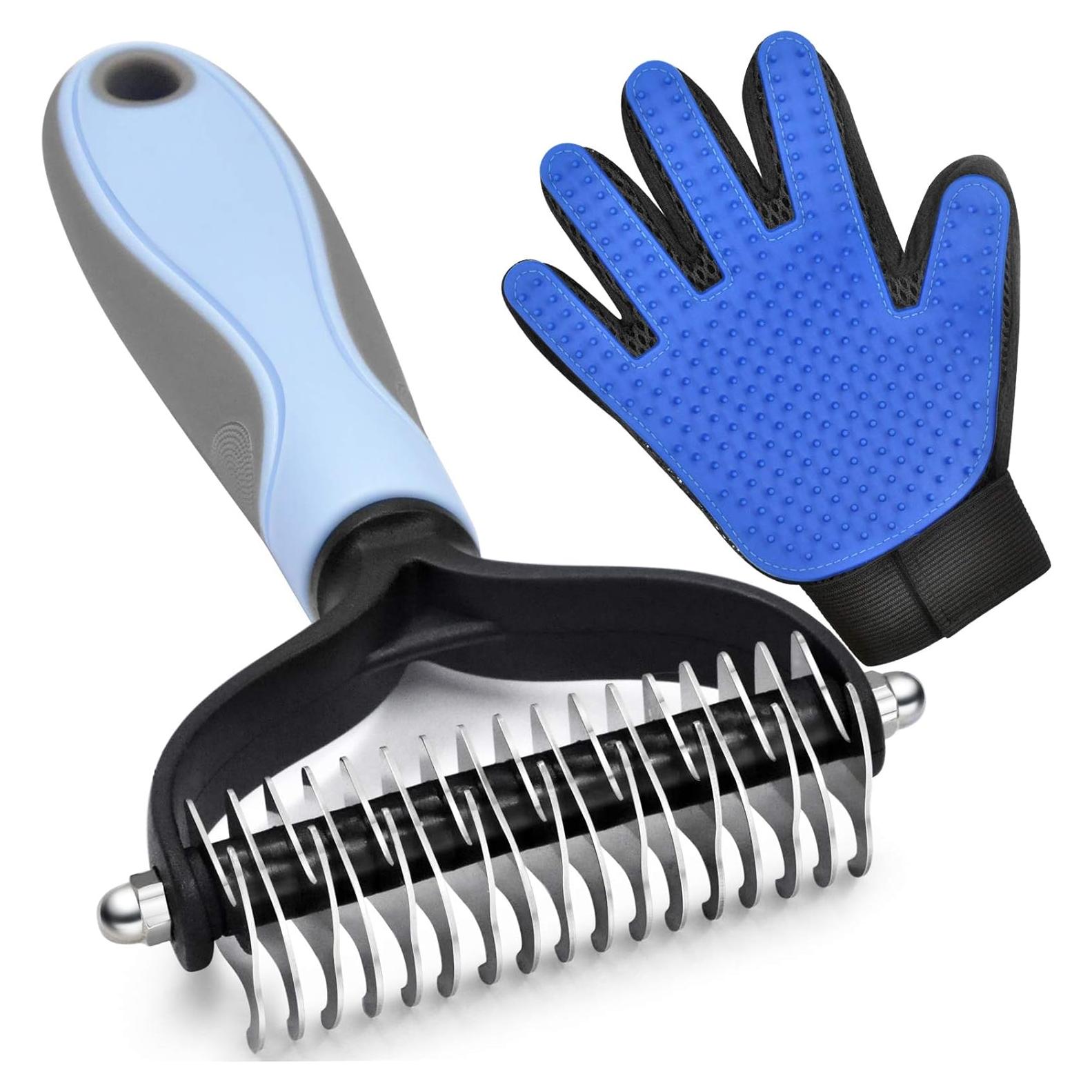 Rascador Doble Lado GOESWELL para Aseo de Mascotas Azul 2 Pzas