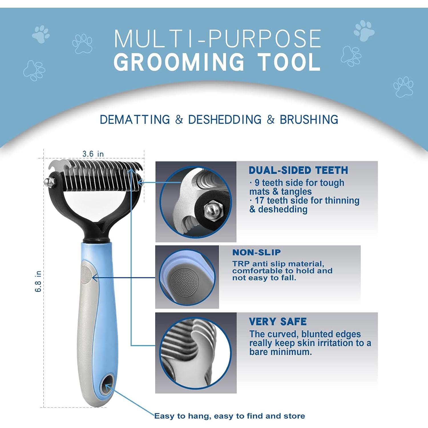 Rascador Doble Lado GOESWELL para Aseo de Mascotas Azul 2 Pzas