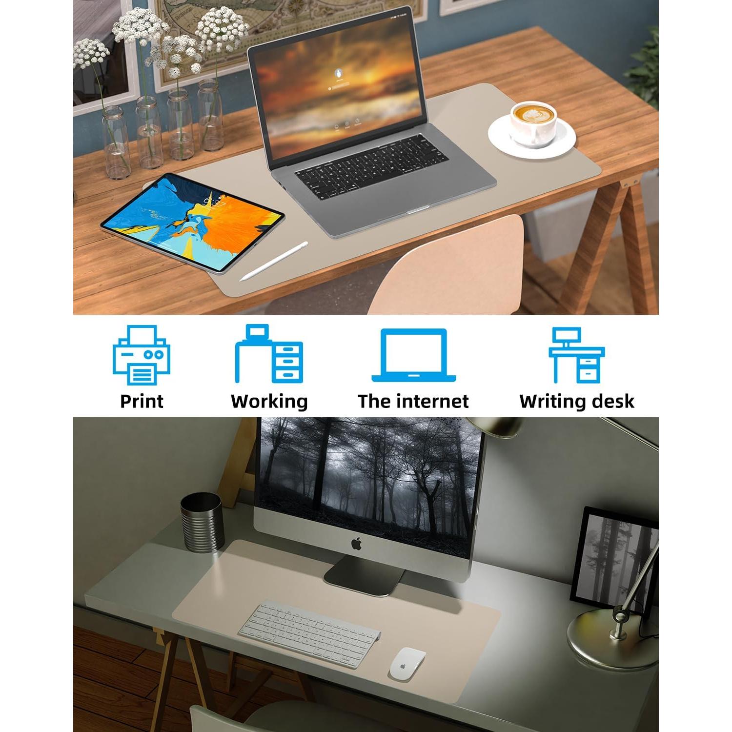 Alfombrilla de Escritorio Cebowa 122x43 cm Cuero PU Antideslizante