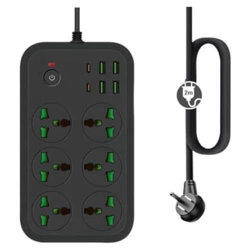 Regleta de 12 en 1 COOFINE con USB C y 6 Salidas AC