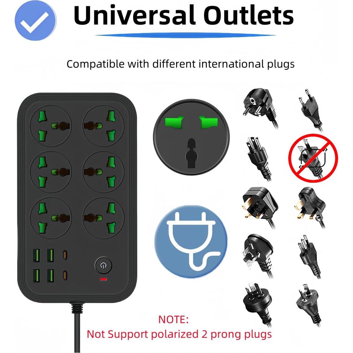 Regleta de 12 en 1 COOFINE con USB C y 6 Salidas AC
