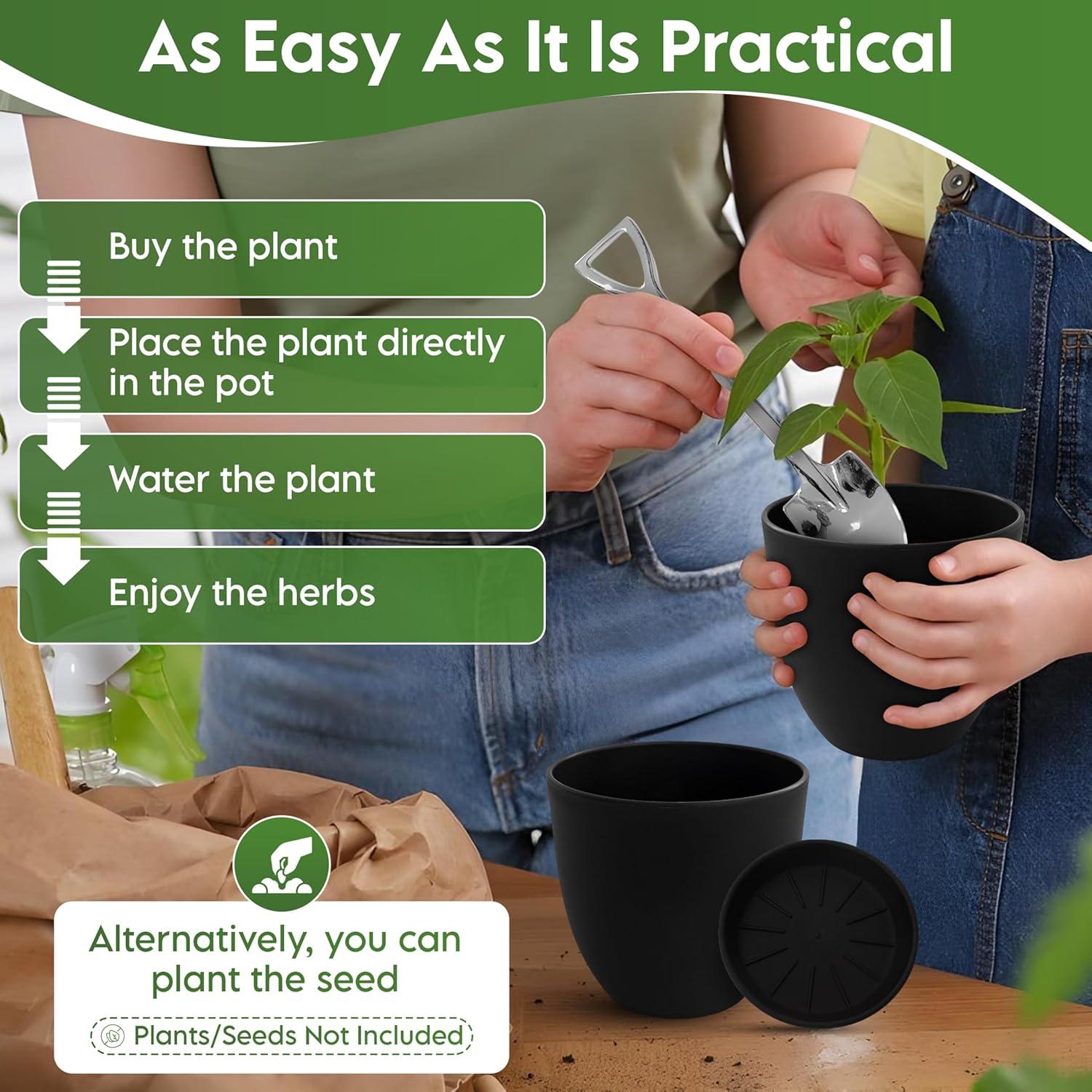 Kit de Jardín Interior JNGrow - Macetas Grandes y Regadera