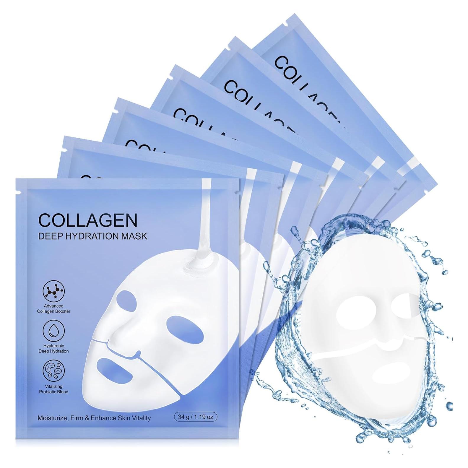 Collagen Face Mask, Deep Collagen Overnight Mask, Collagen Night Wrapping Mask 6pcs